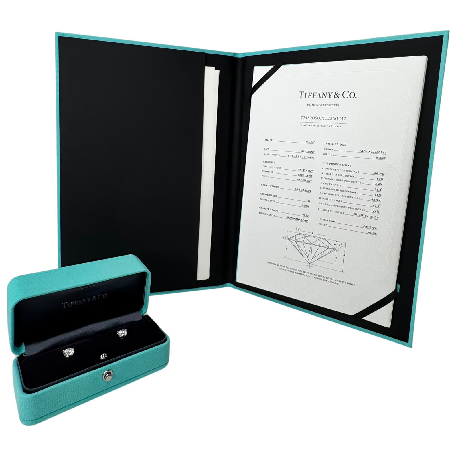 Tiffany & Co. 2.07ct Diamond Stud Earrings in Platinum