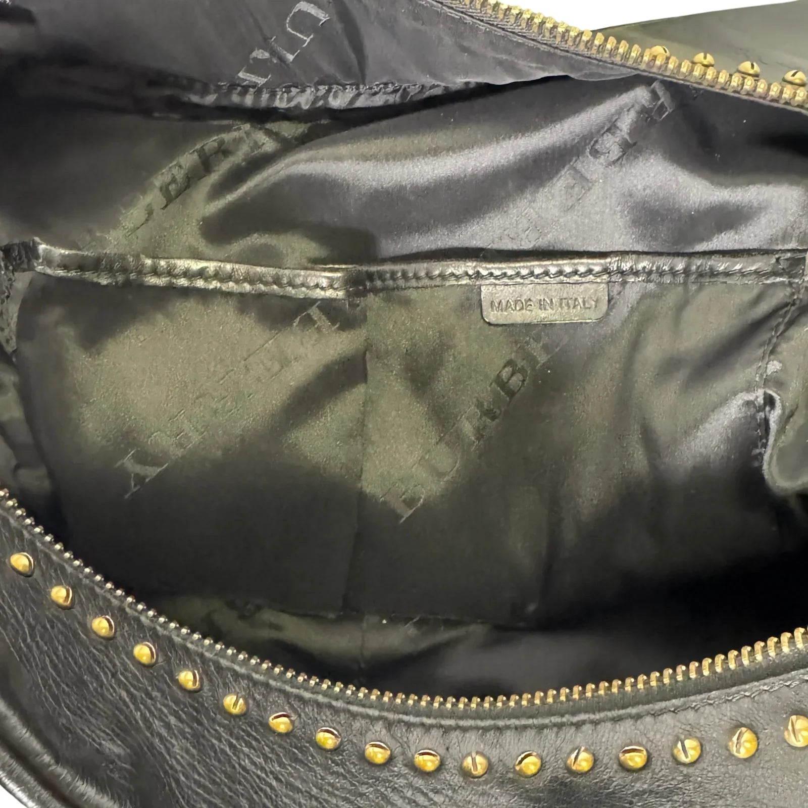 Burberry Black Studded Plissé Lambskin Leather Tote Bag