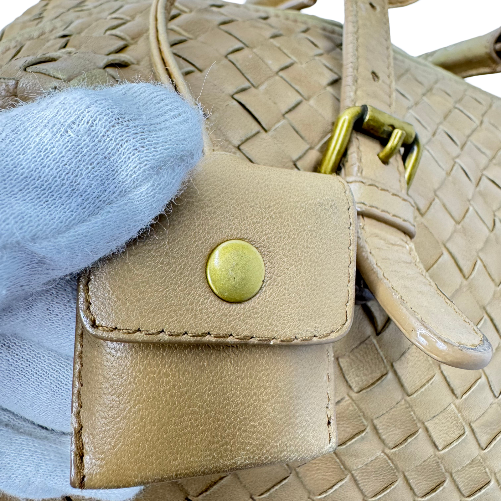 Bottega Veneta Nappa Intrecciato Padlock Montaigne Moutarde Beige Bag