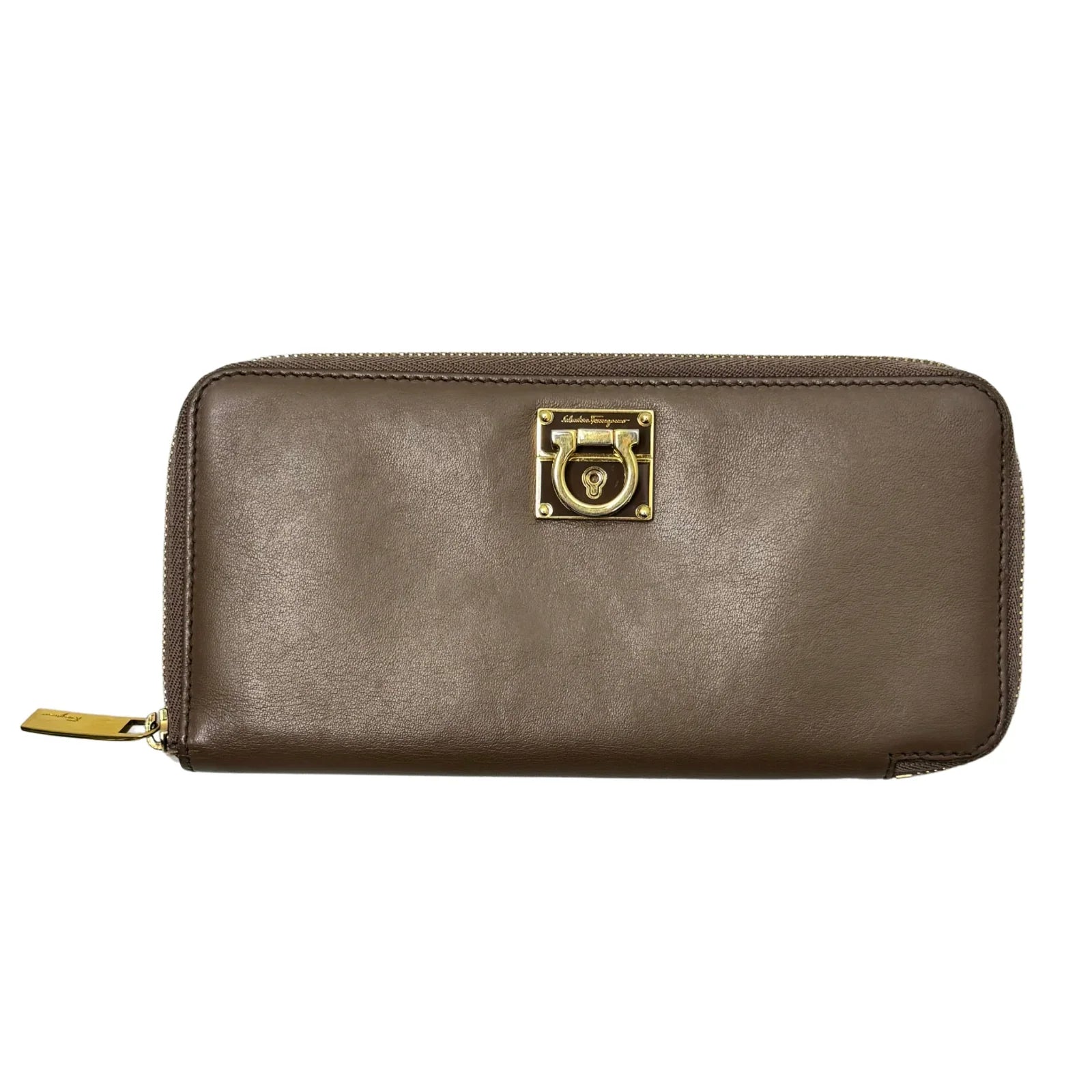 Salvatore Ferragamo Dark Brown Leather Long Wallet