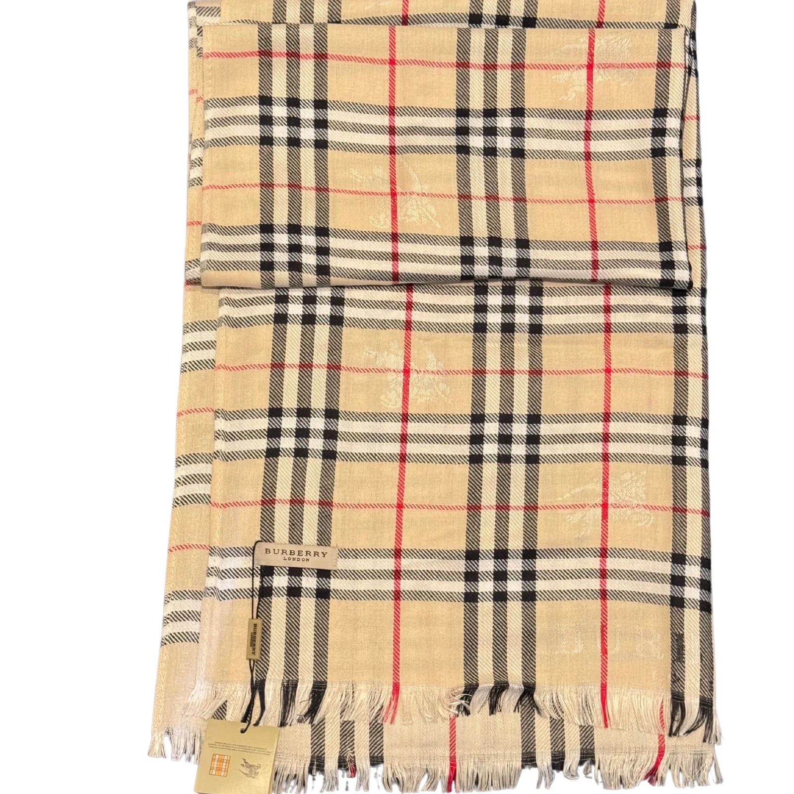 Burberry Check Scarf Shawl Silk x Wool