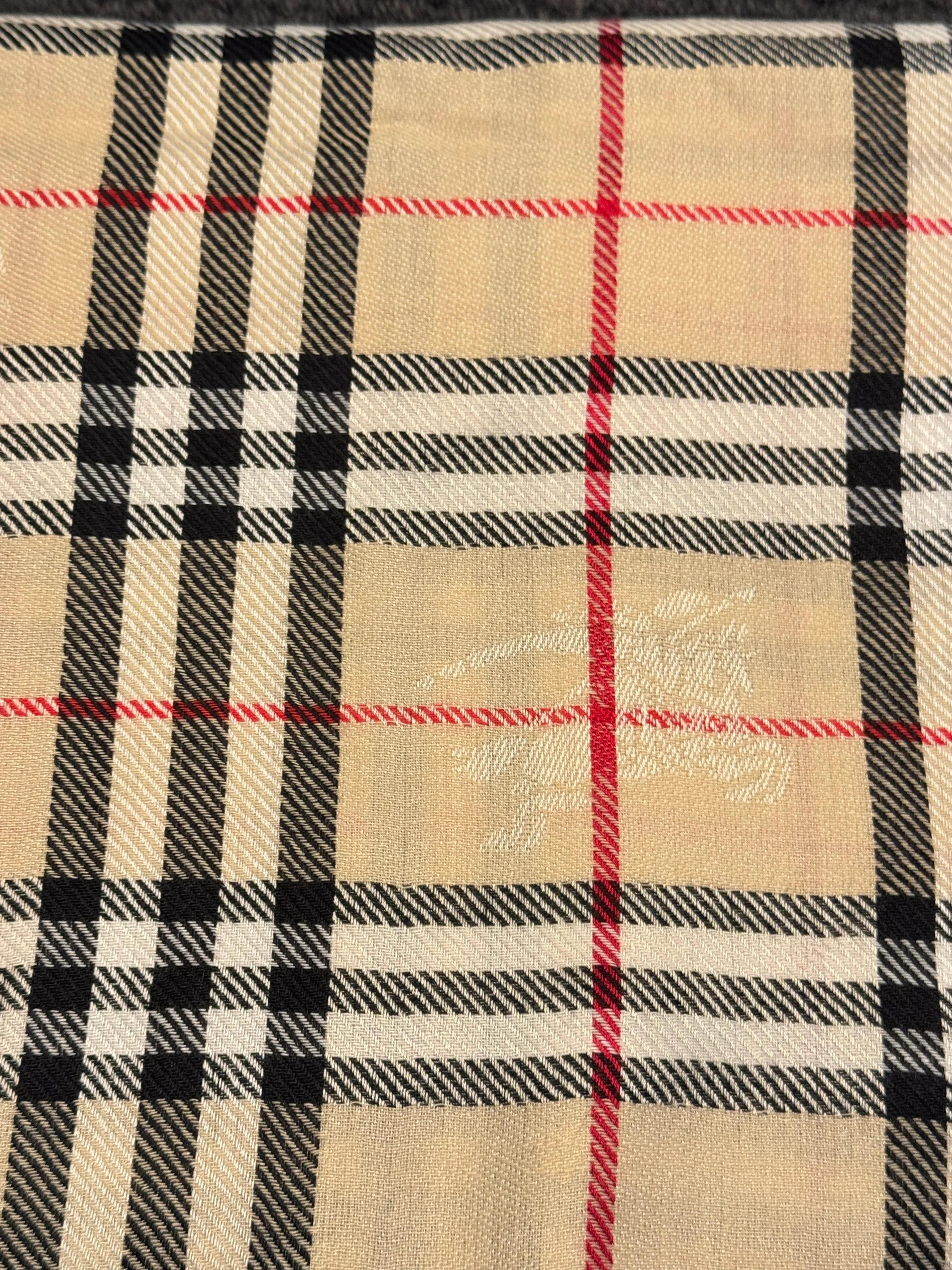 Burberry Check Scarf Shawl Silk x Wool