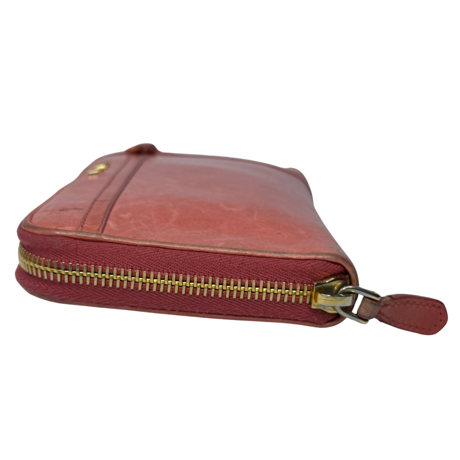 Prada Pink Leather Long Wallet with Zip Coin Compartment