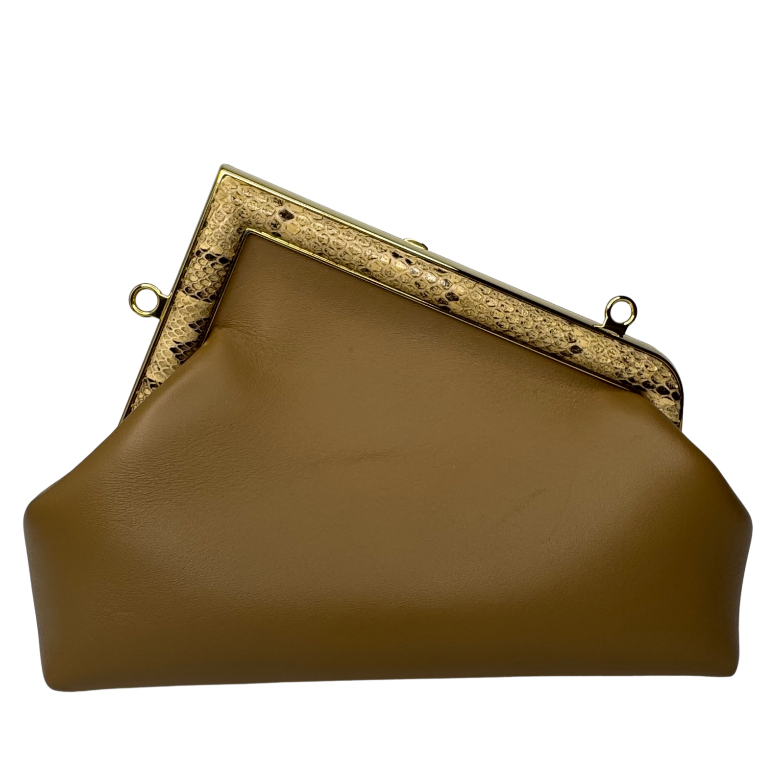 Fendi First Small Shiny Nappa Beige Snakeskin Lambskin Crossbody Bag