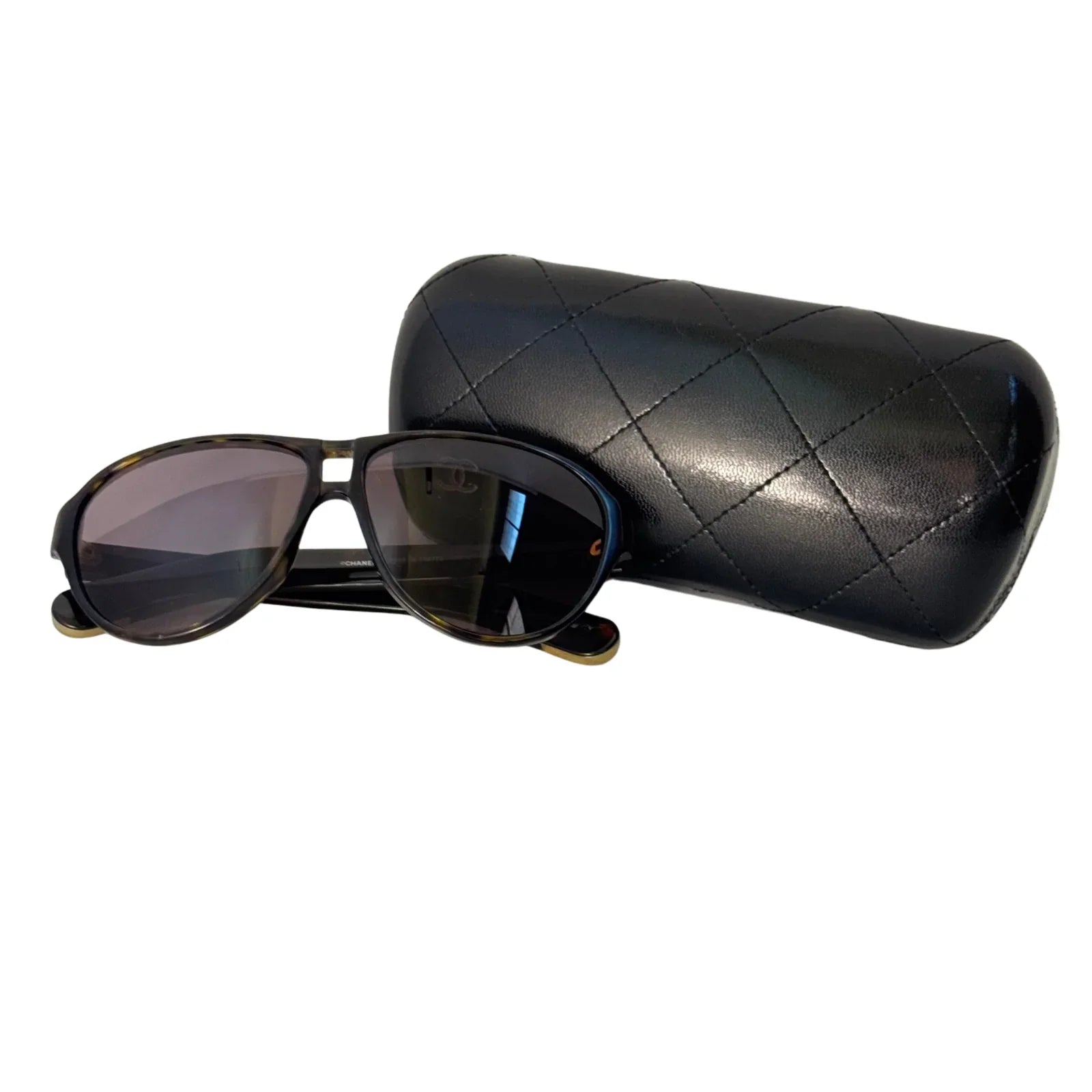 CHANEL Polarized Tortoise Aviator Sunglasses 5233