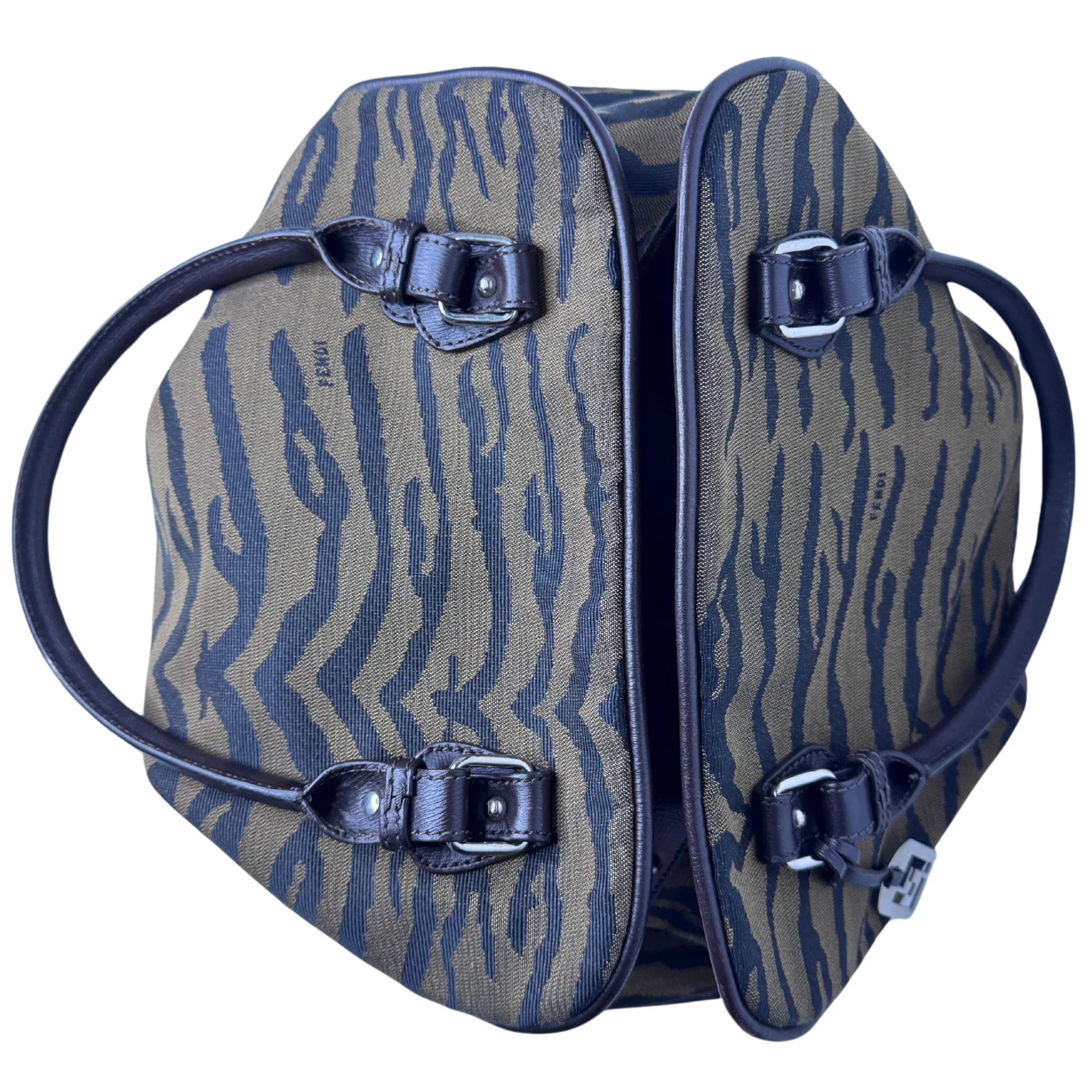 Fendi Leather-Trimmed Zebra Print Tote Bag – Brown