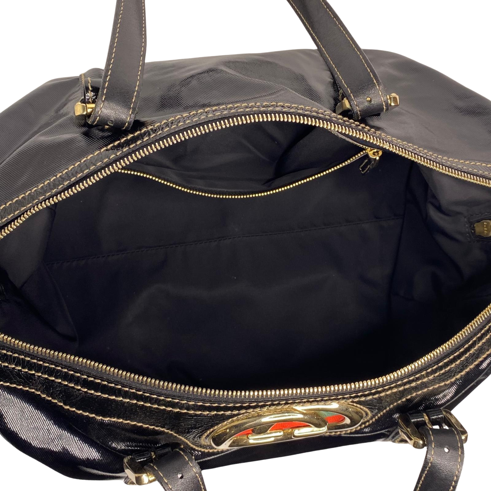 Gucci Dialux Medium Britt Boston GG Bag – Black Patent Leather