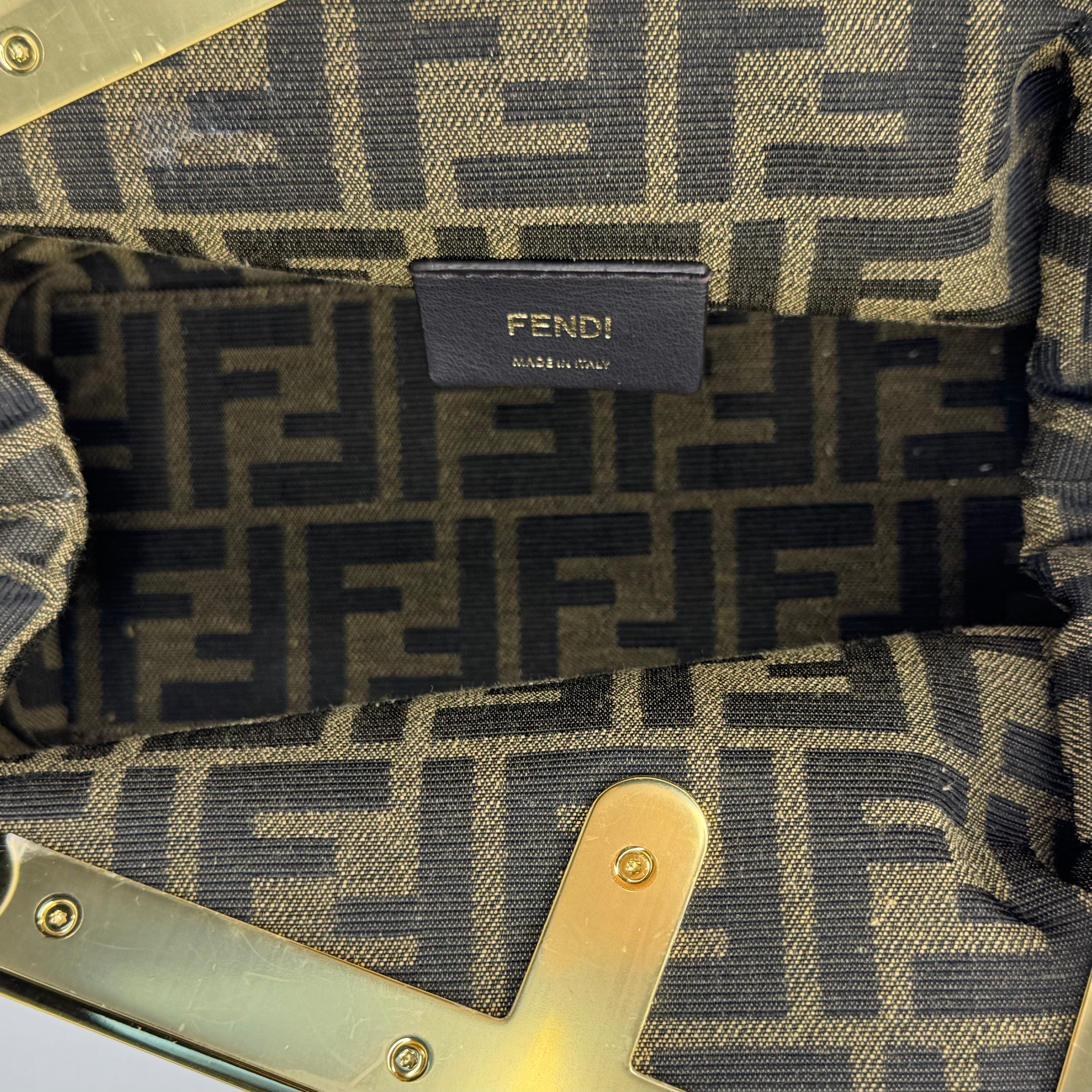 Fendi First Small Shiny Nappa Beige Snakeskin Lambskin Crossbody Bag