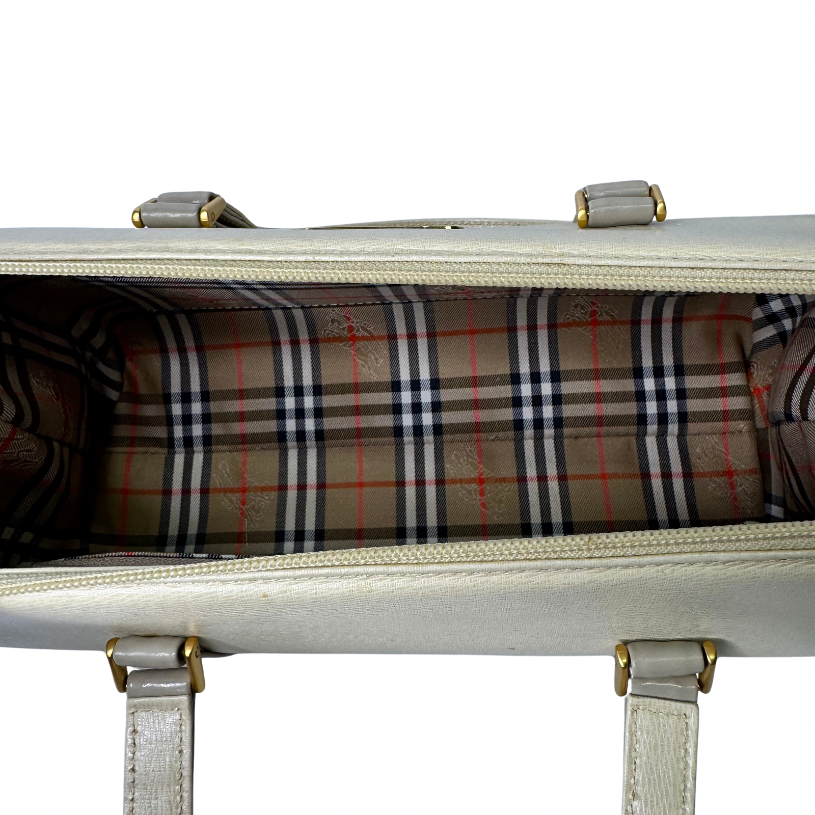 Burberry Mini Boston Bag Leather Beige
