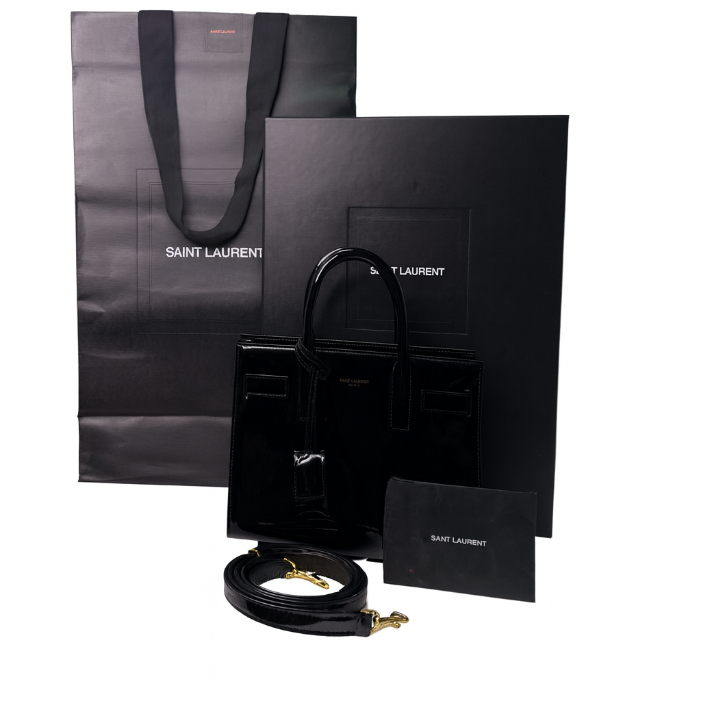 Saint Laurent Sac De Jour Handbag Patent Leather Black