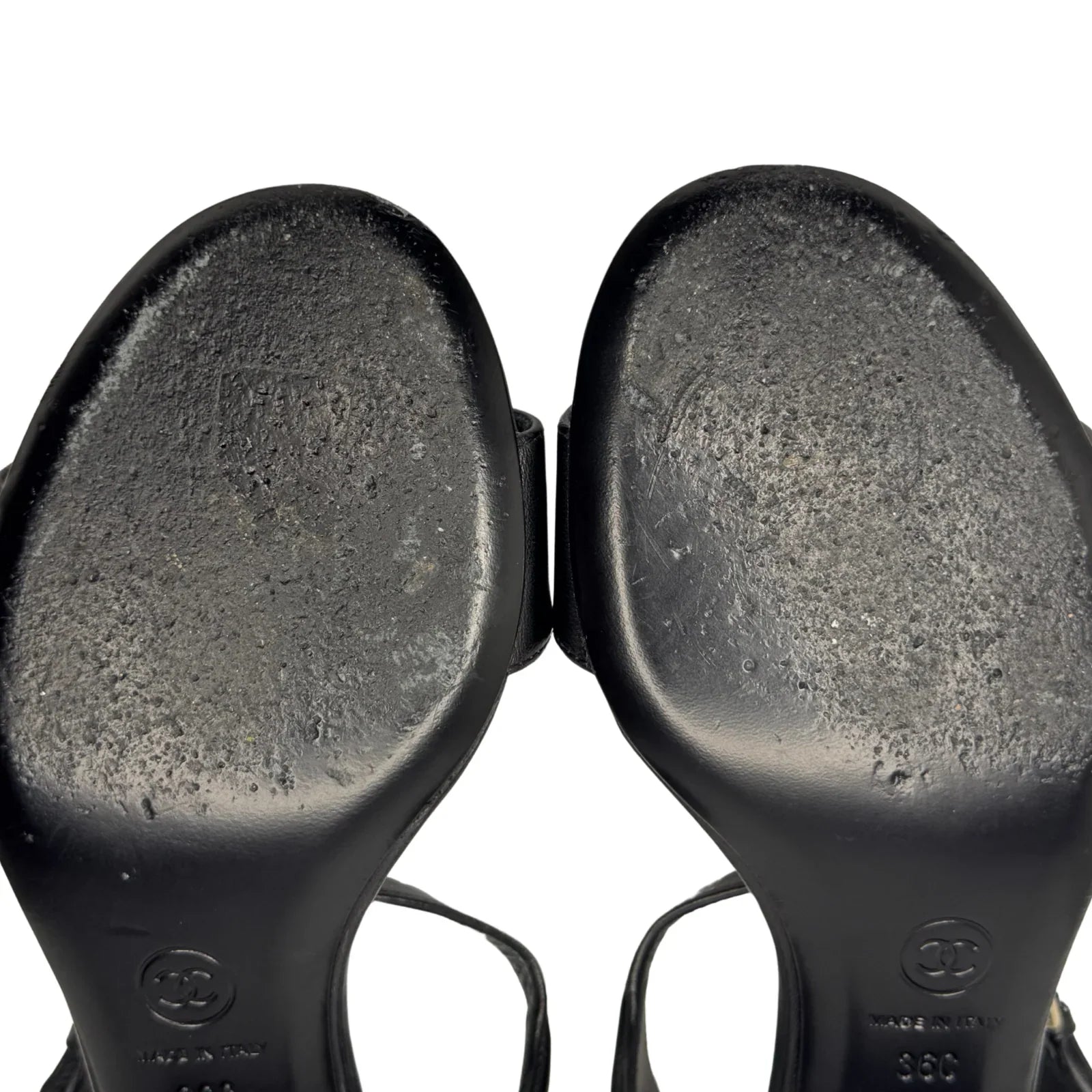 Chanel Black Lambskin Leather Classic Sandals – Size 36C
