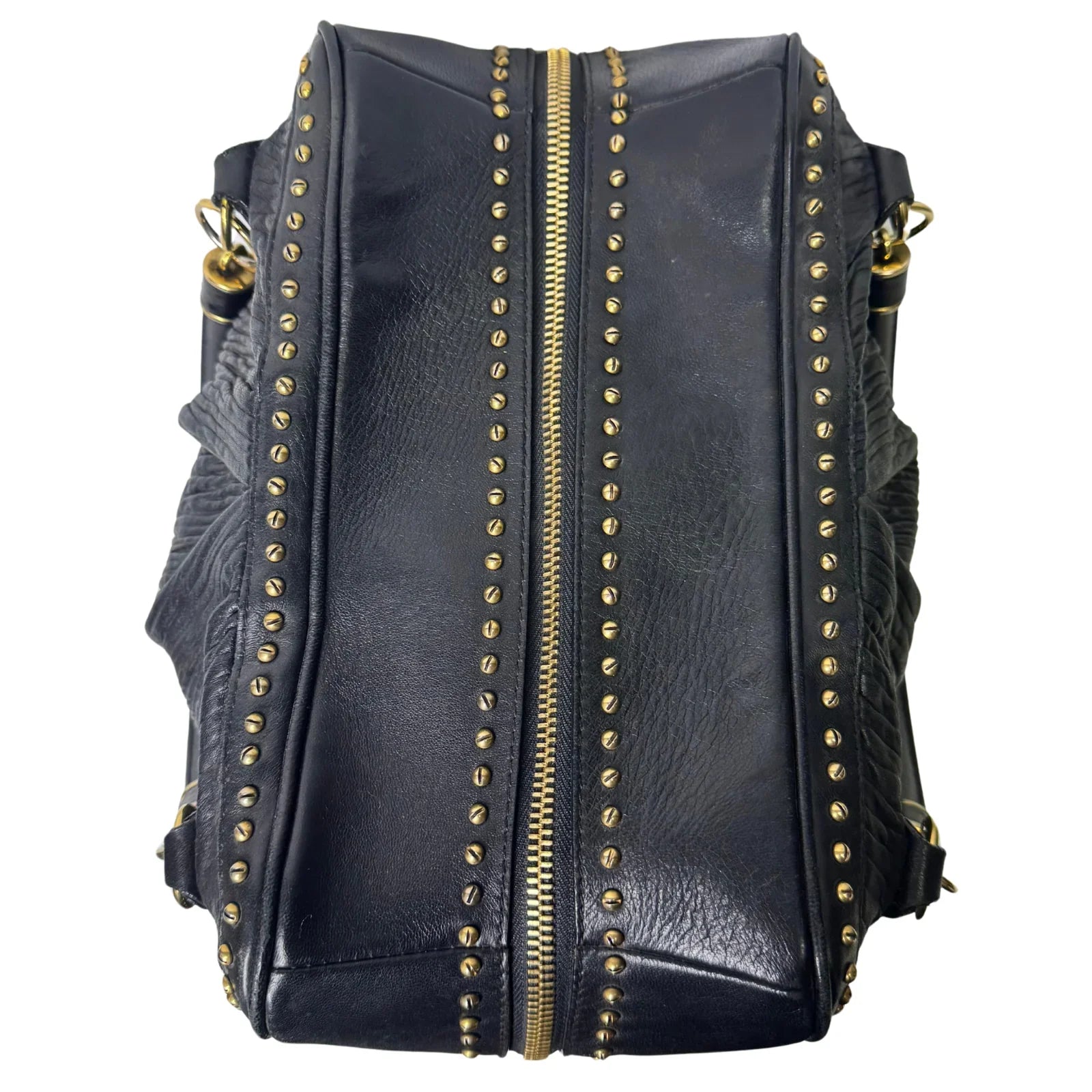 Burberry Black Studded Plissé Lambskin Leather Tote Bag