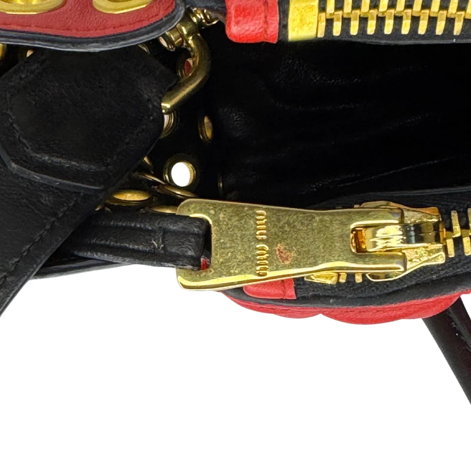 Miu Miu Nappa Biker Bicolor Quilted Leather Bag – Red & Black