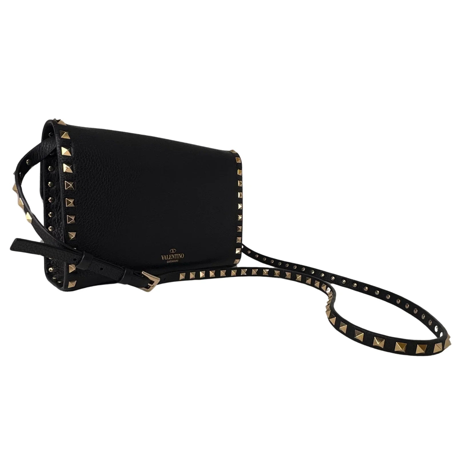 Valentino Garavani Rockstud Flip Lock Crossbody Bag – Black