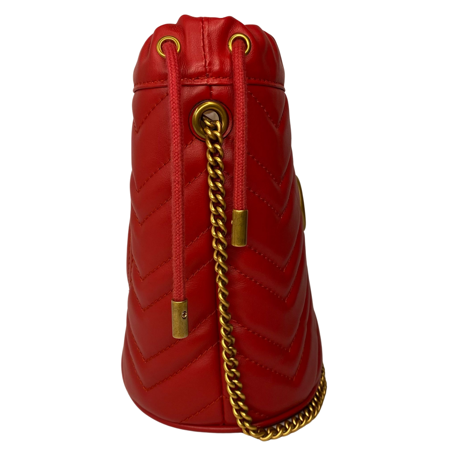 Gucci Calfskin Matelassé Mini GG Marmont Bucket Bag – Hibiscus Red