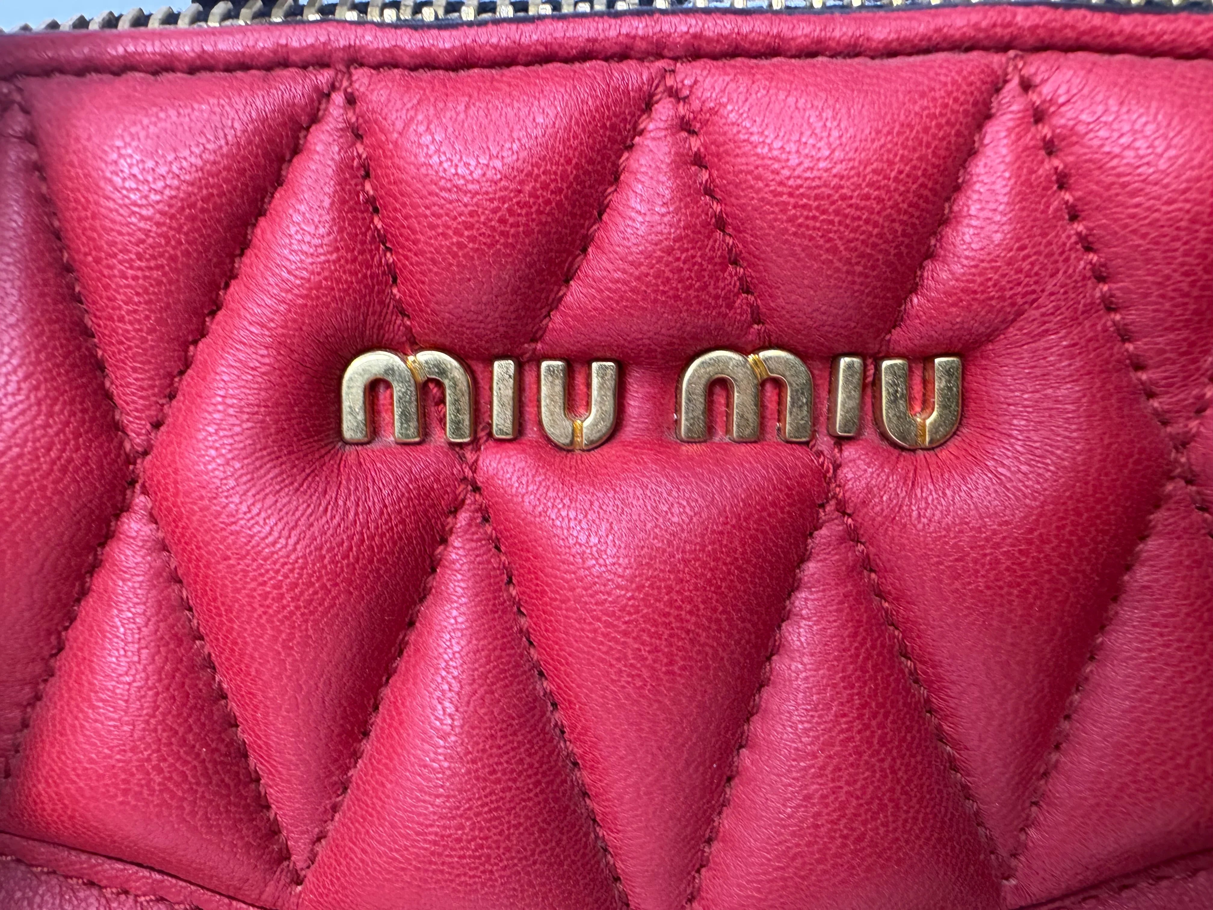 Miu Miu Nappa Biker Bicolor Quilted Leather Bag – Red & Black