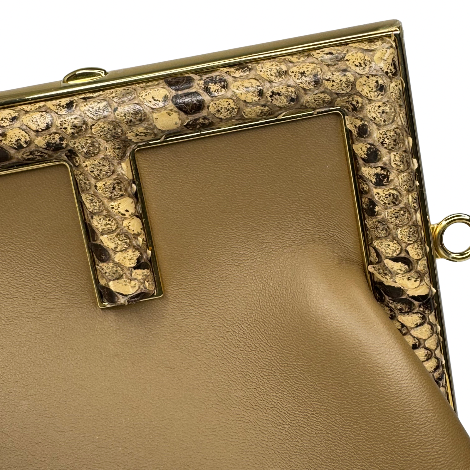 Fendi First Small Shiny Nappa Beige Snakeskin Lambskin Crossbody Bag