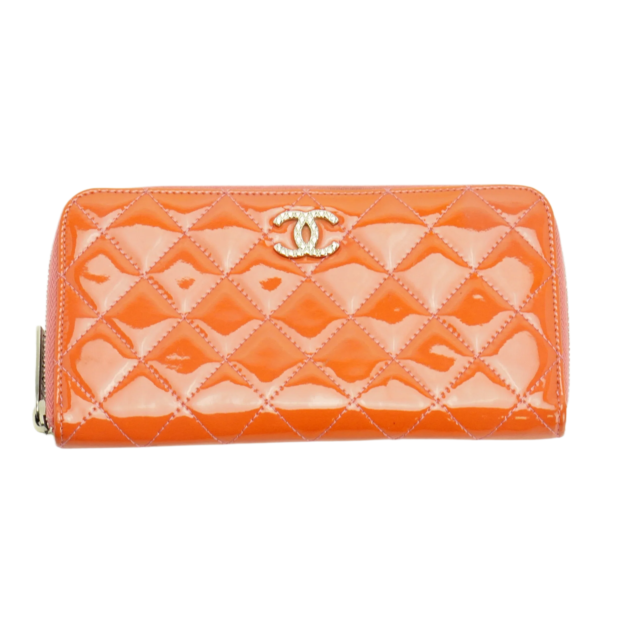 Chanel Orange Enamel Matelassé Wallet