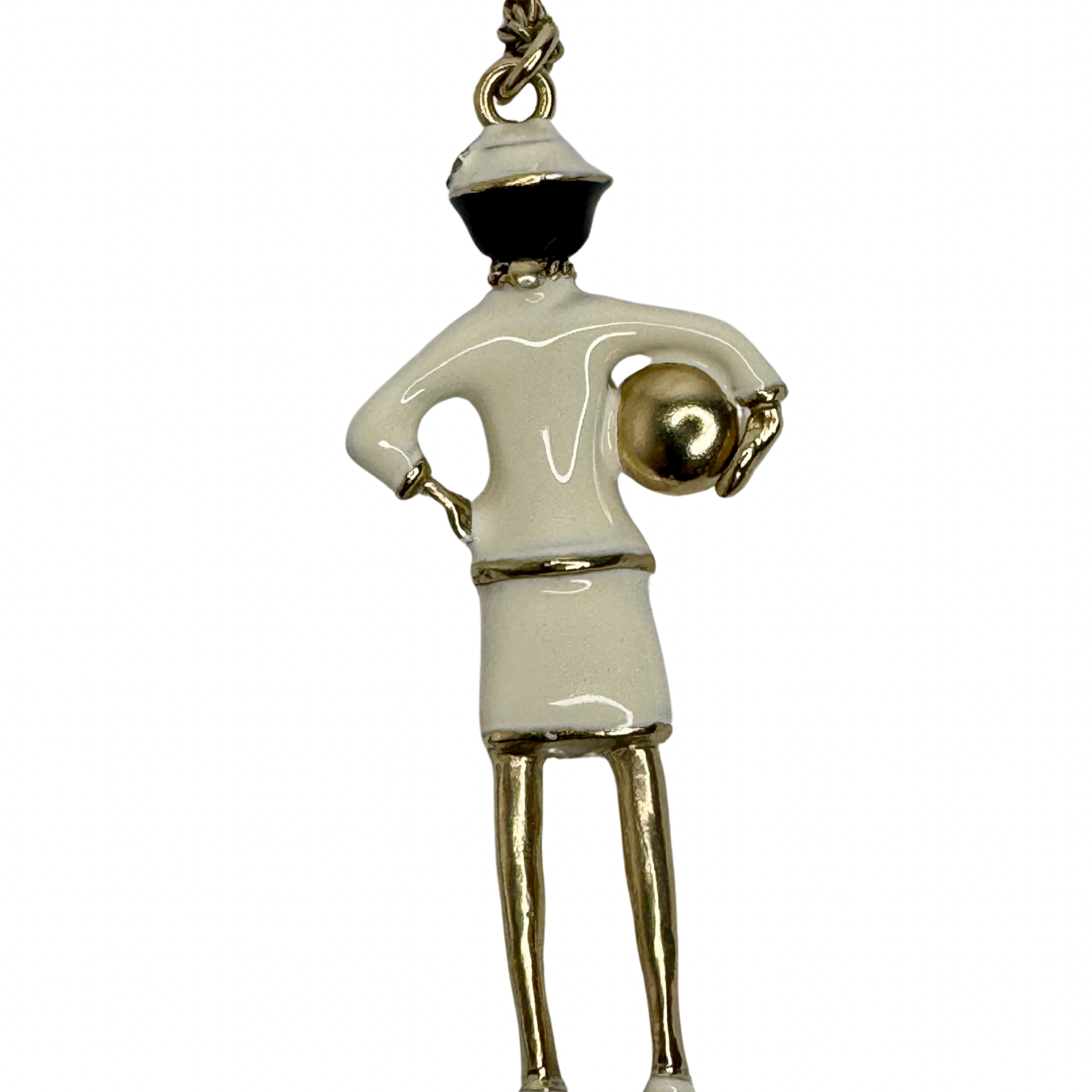 Chanel Mademoiselle Figurine Enamel Pearl Coco CC Pendant Necklace