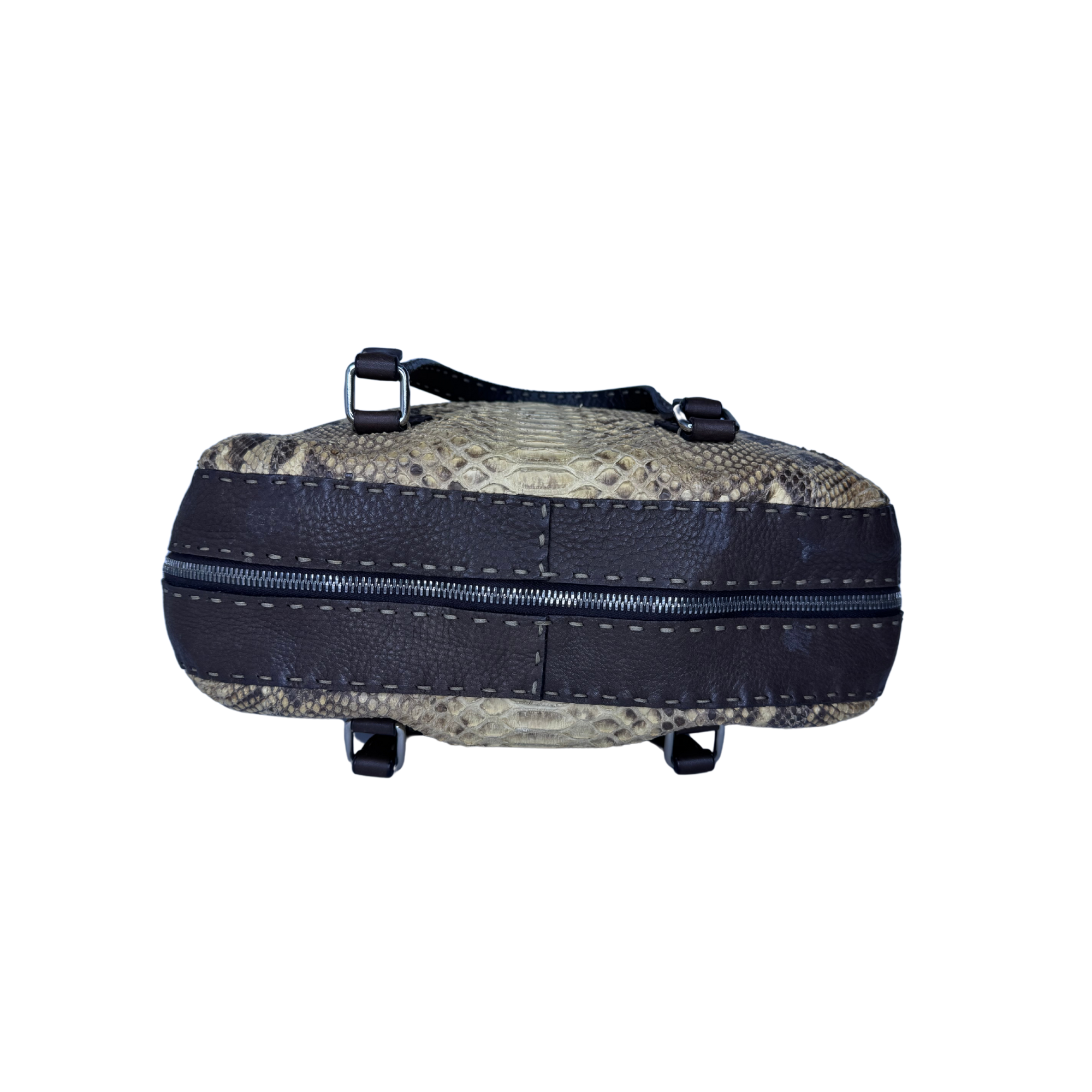 Fendi Selleria Snakeskin Leather Shoulder Bag