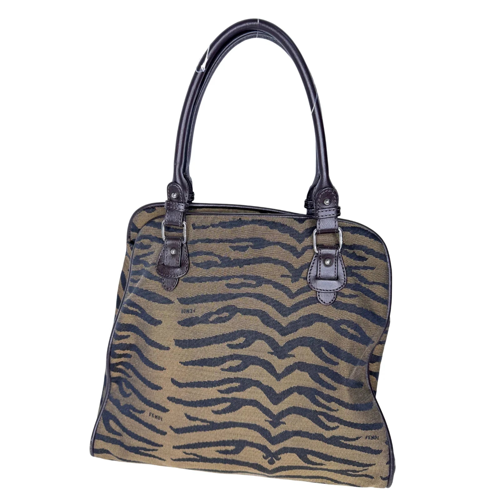 Fendi Leather-Trimmed Zebra Print Tote Bag – Brown