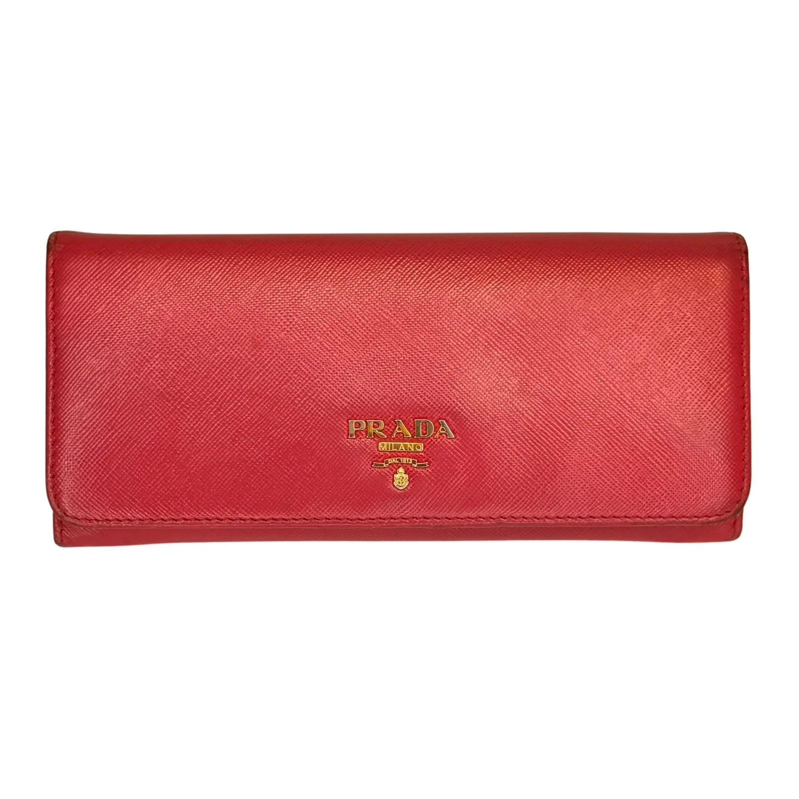 Prada Vitello Daino Continental Flap Wallet in Pink