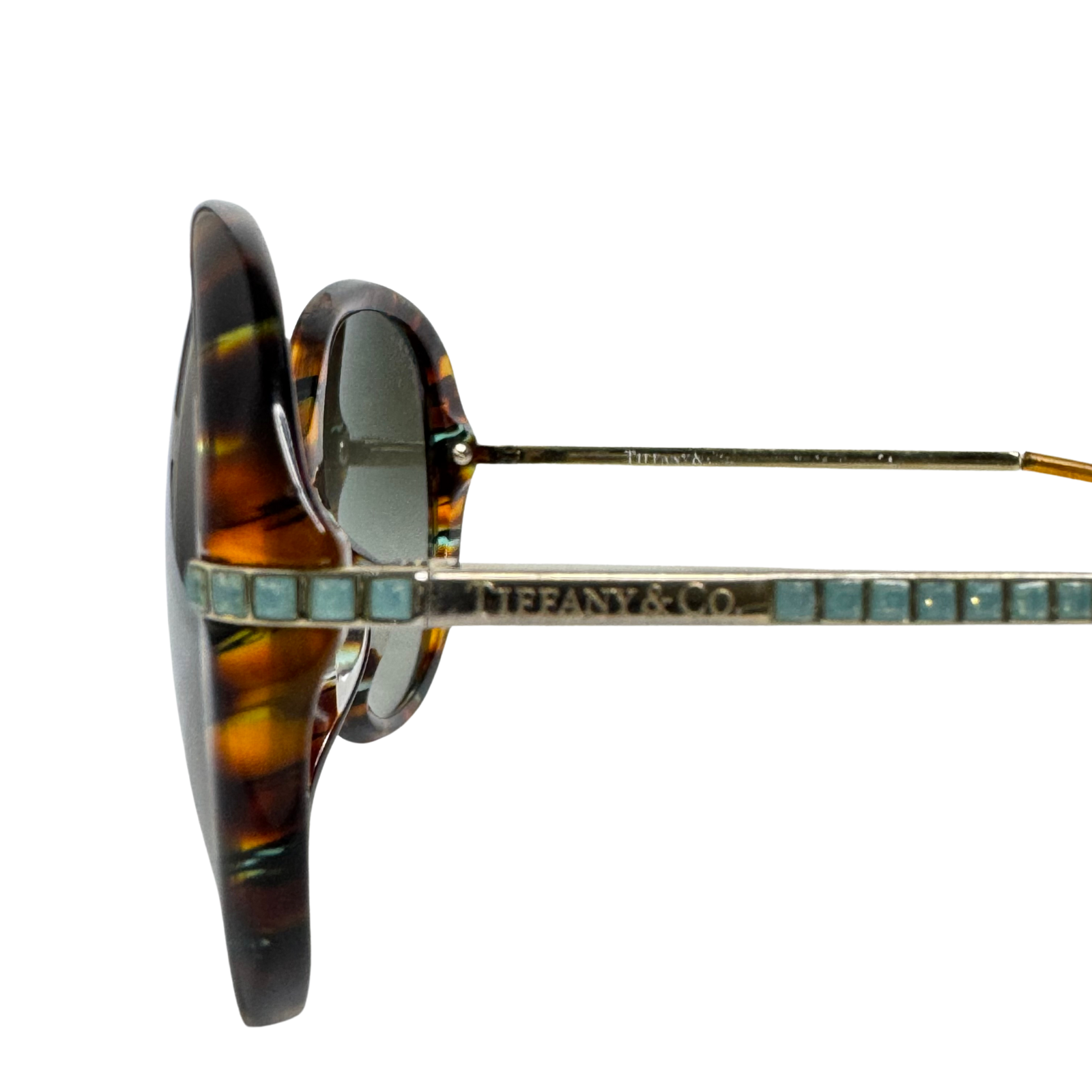 Tiffany & Co. Tortoiseshell Oversized Crystal Arm Sunglasses