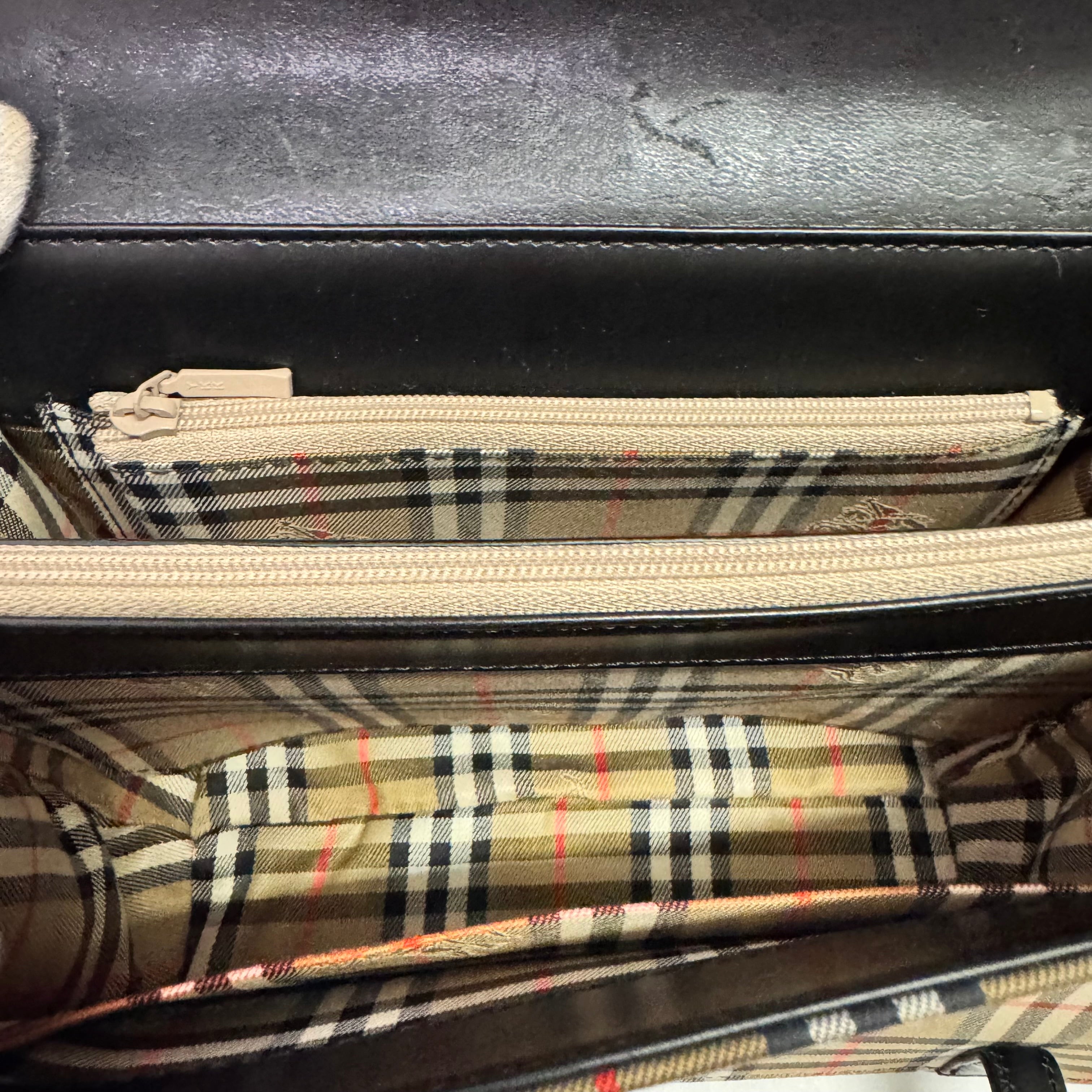 Burberry Nova Check Leather Flap Shoulder Bag