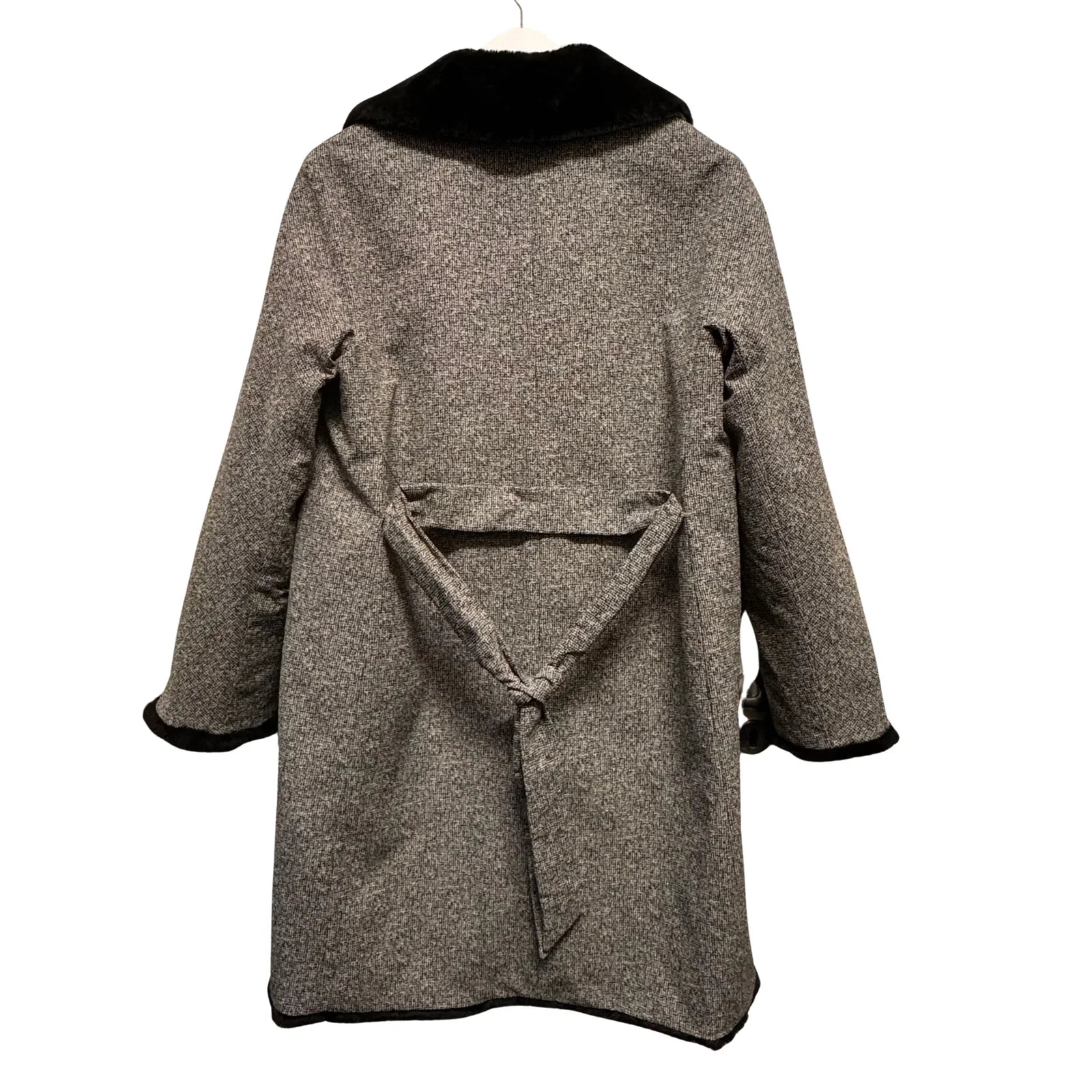 Max Mara Oversized Grey Wool Blend Coat Faux Fur – Size 42