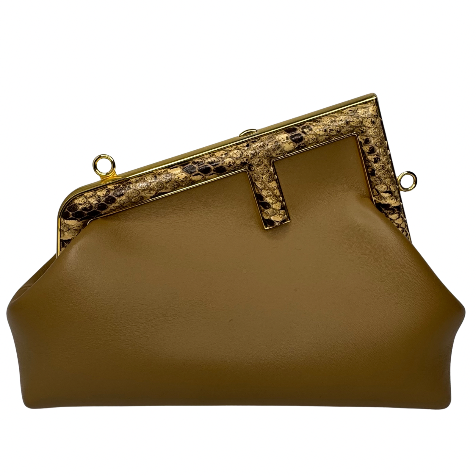 Fendi First Small Shiny Nappa Beige Snakeskin Lambskin Crossbody Bag