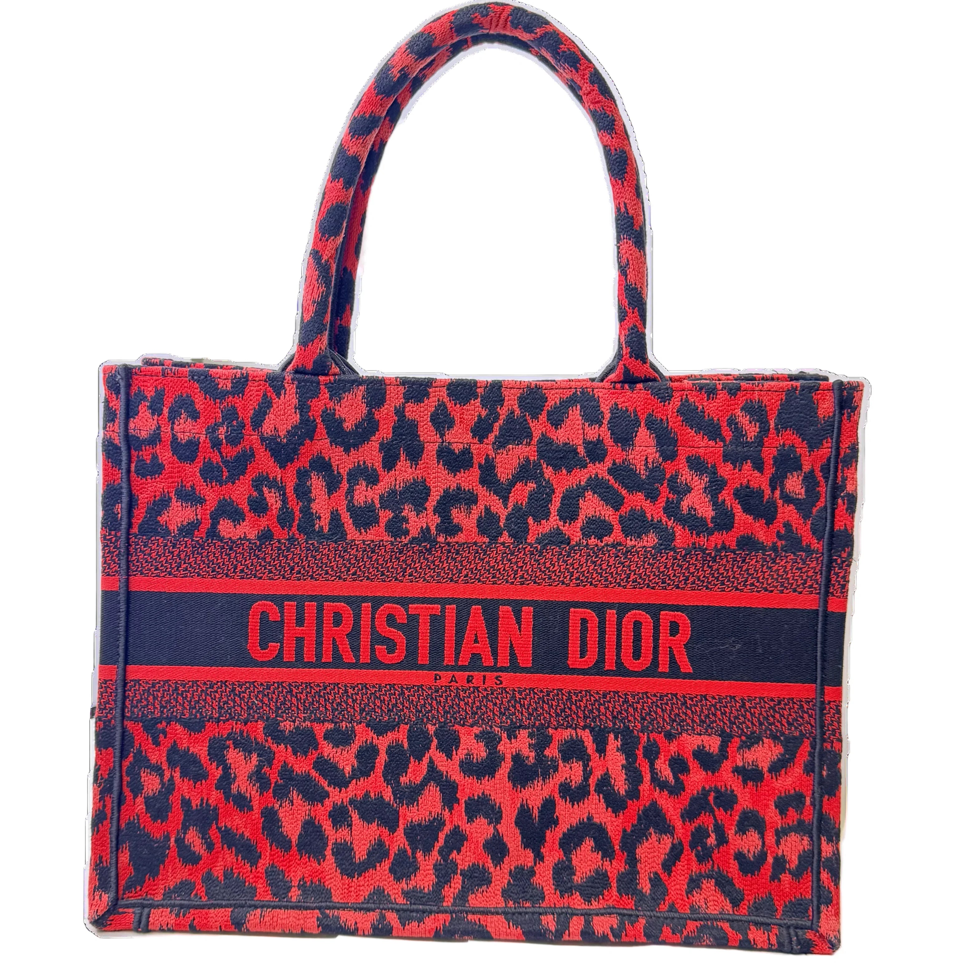 Dior Book Tote Medium Leopard Red - Lost Designer