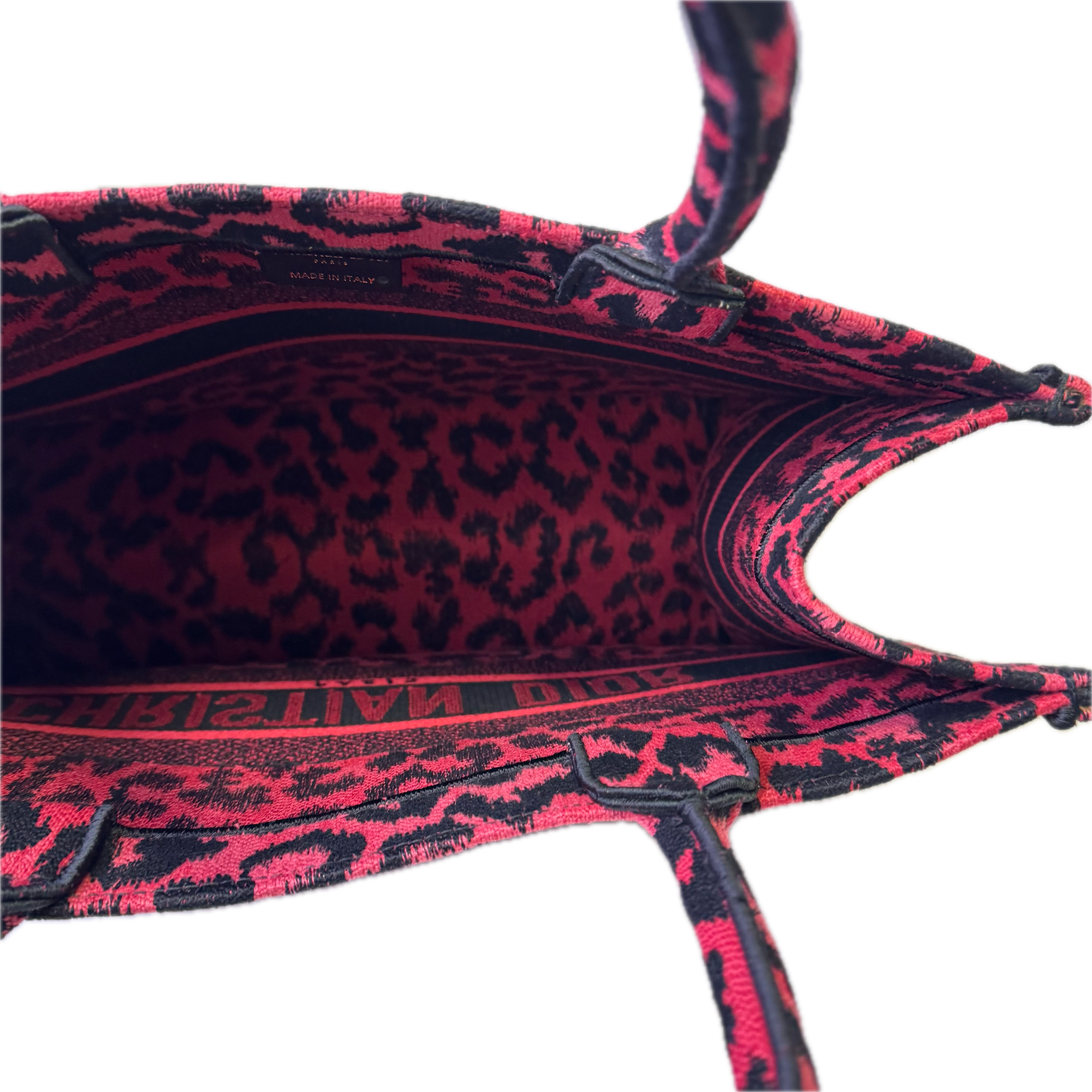 Dior Book Tote Medium Leopard Red