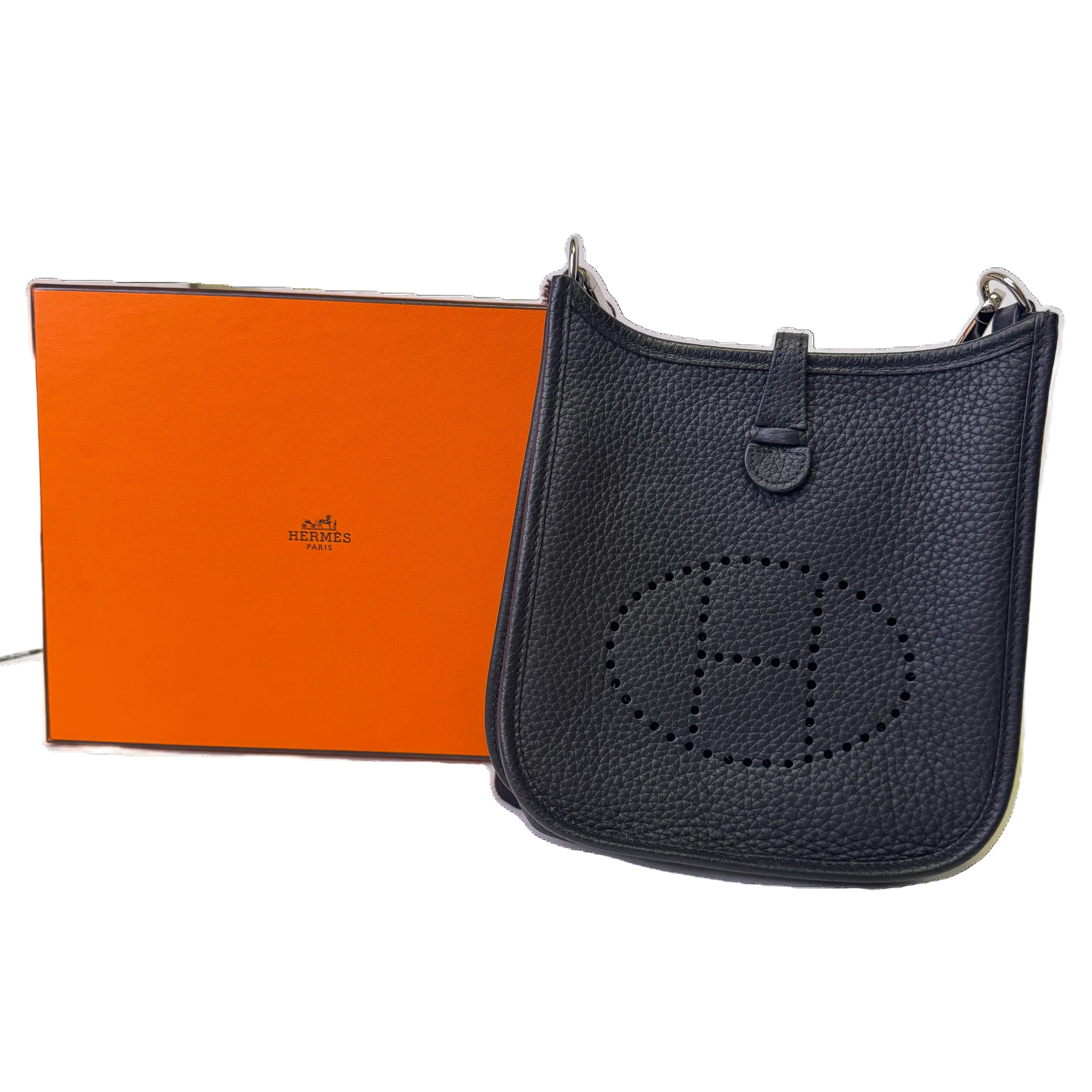 Hermes Evelyn Mini Crossbody Bag Clemence Leather Black - Lost Designer