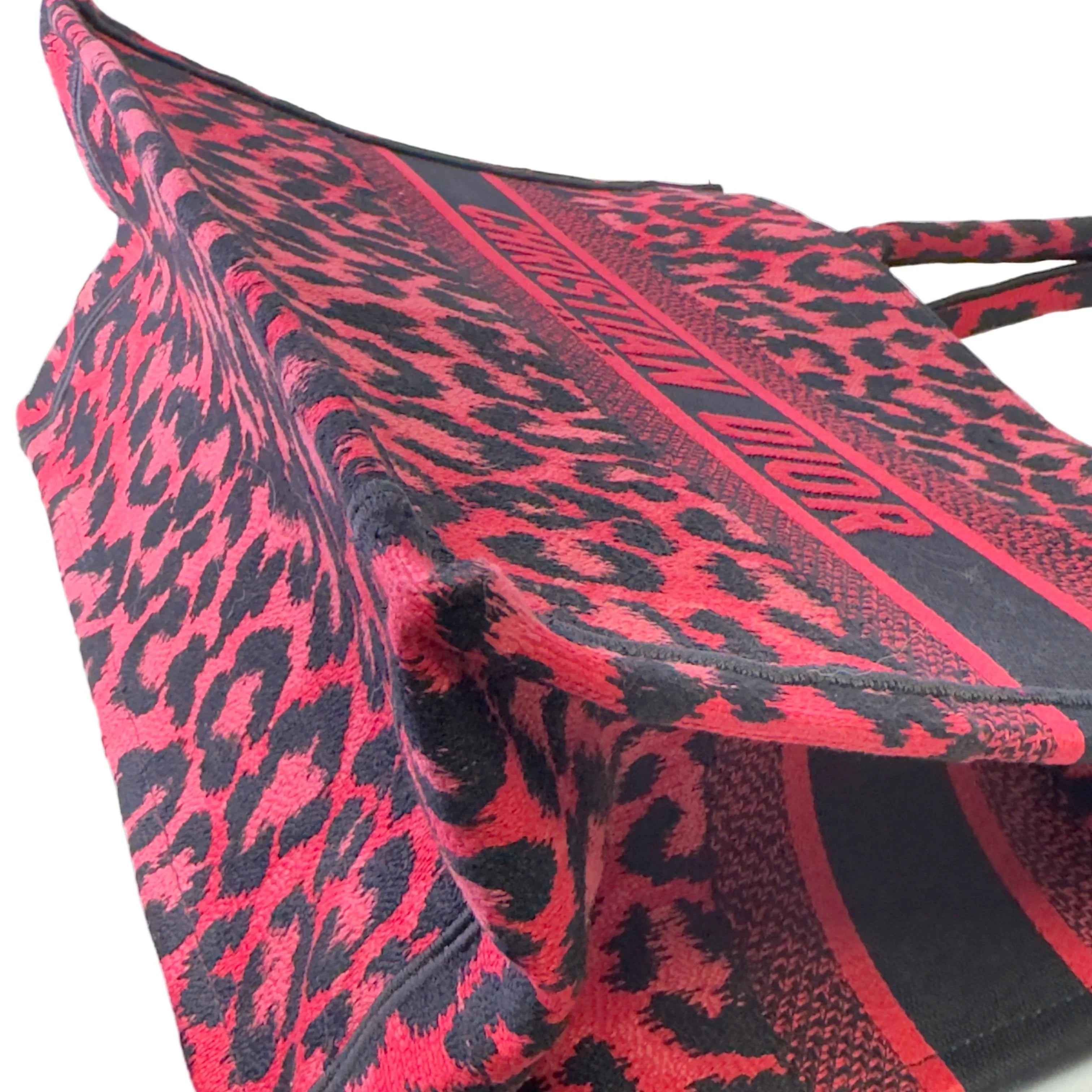 Dior Book Tote Medium Leopard Red - Lost Designer
