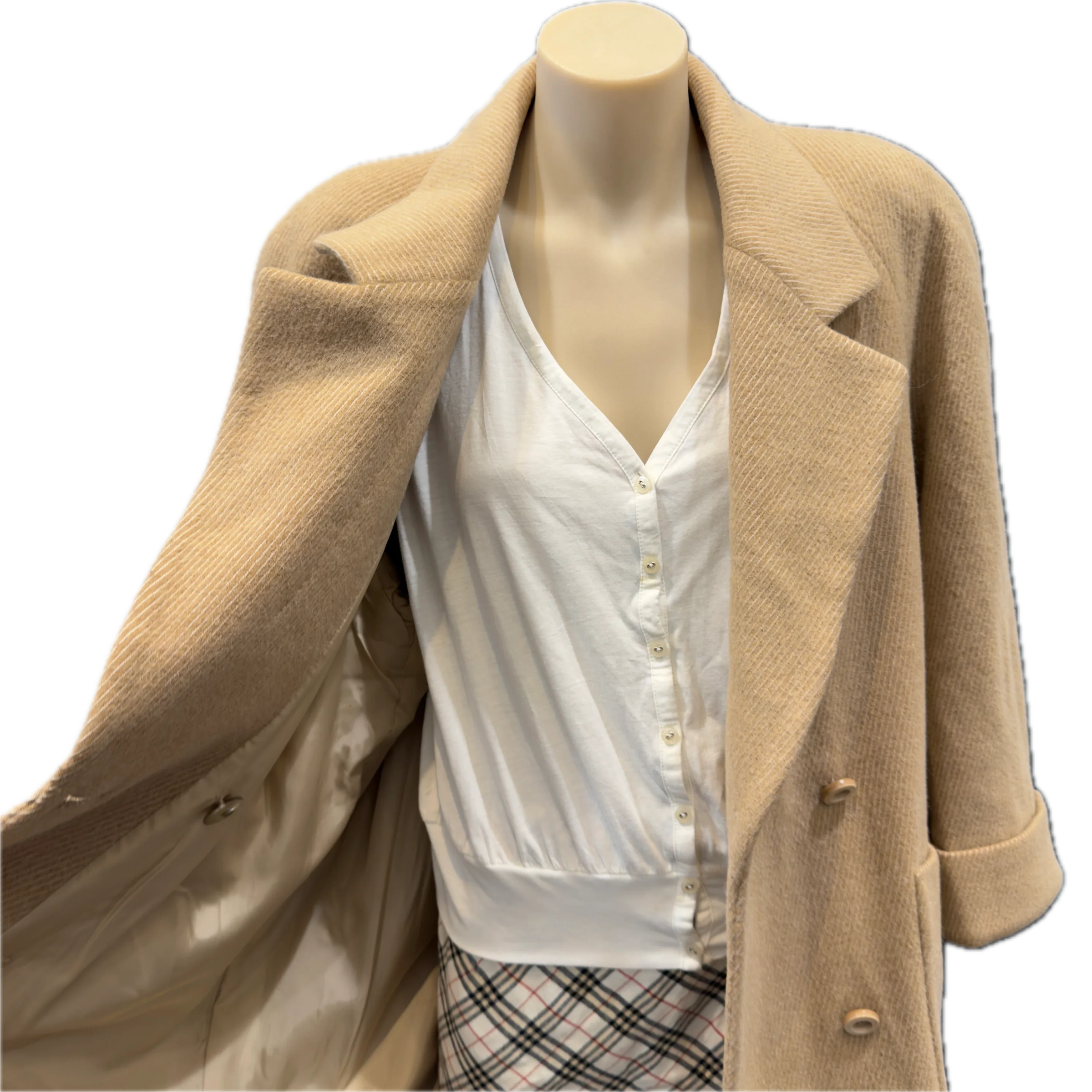 Burberry Coat Wool Beige Medium - Lost Designer