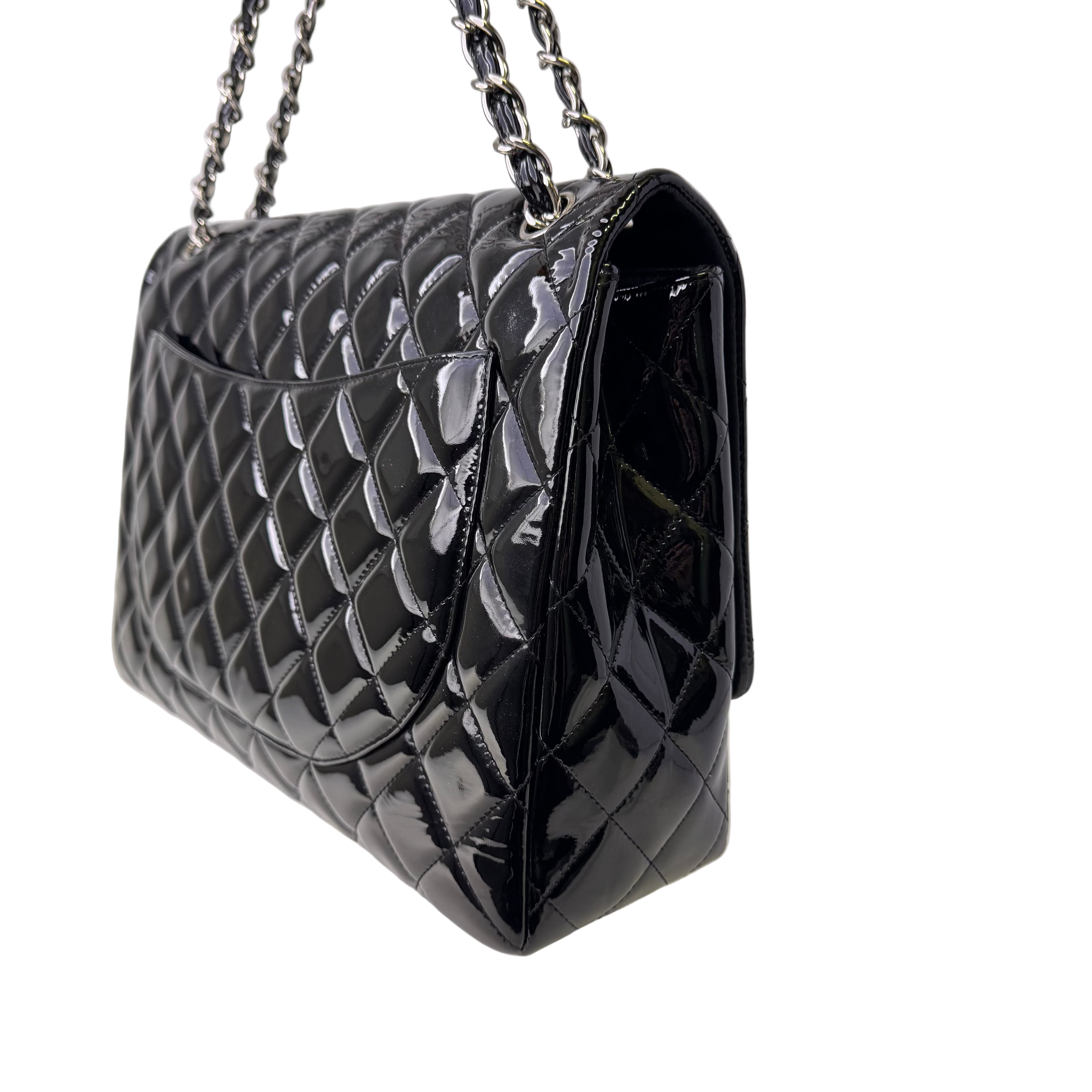 Chanel Maxi Flap Patent Leather Bag Black