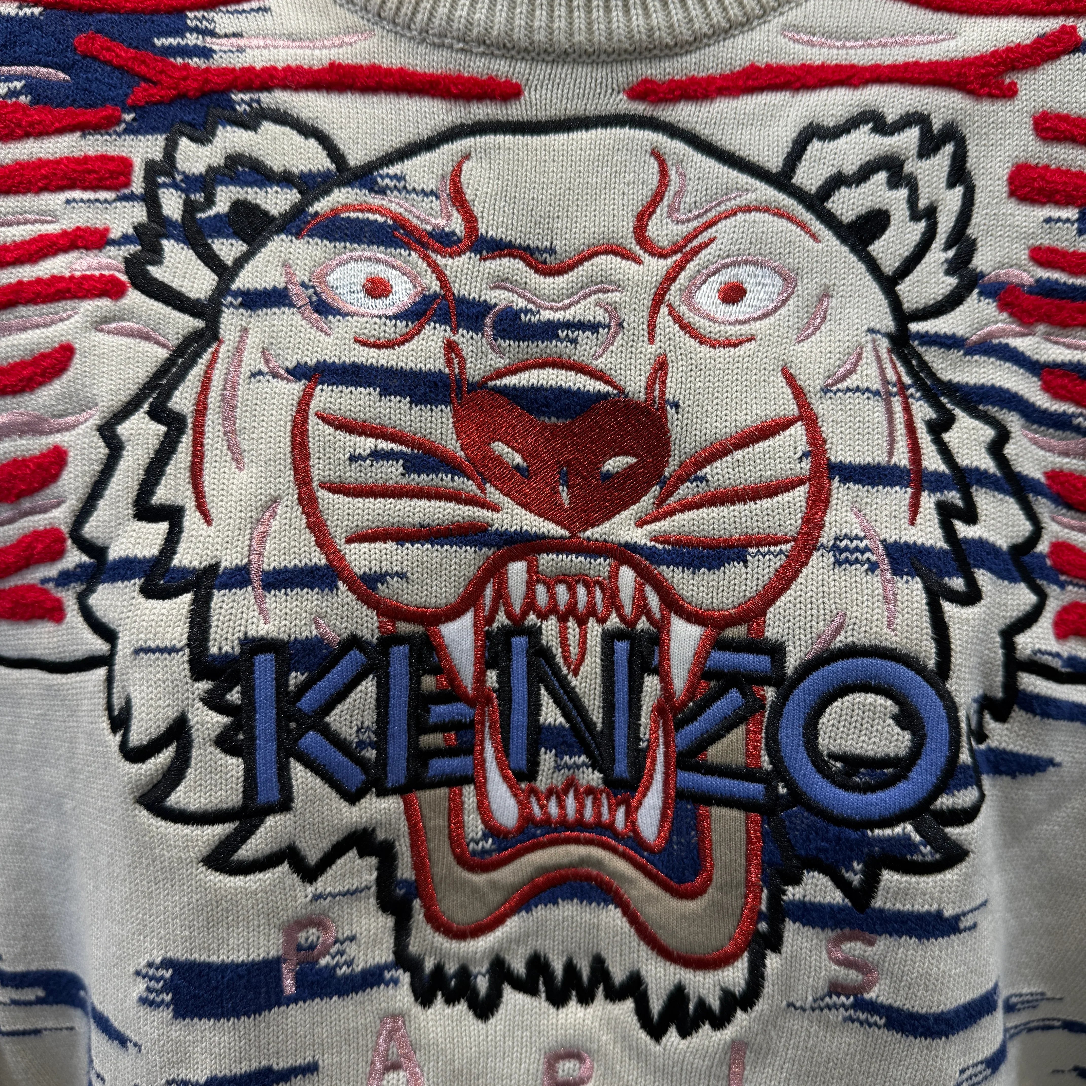 KENZO Womens Tiger Claw Knit Sweater - Cream Size M