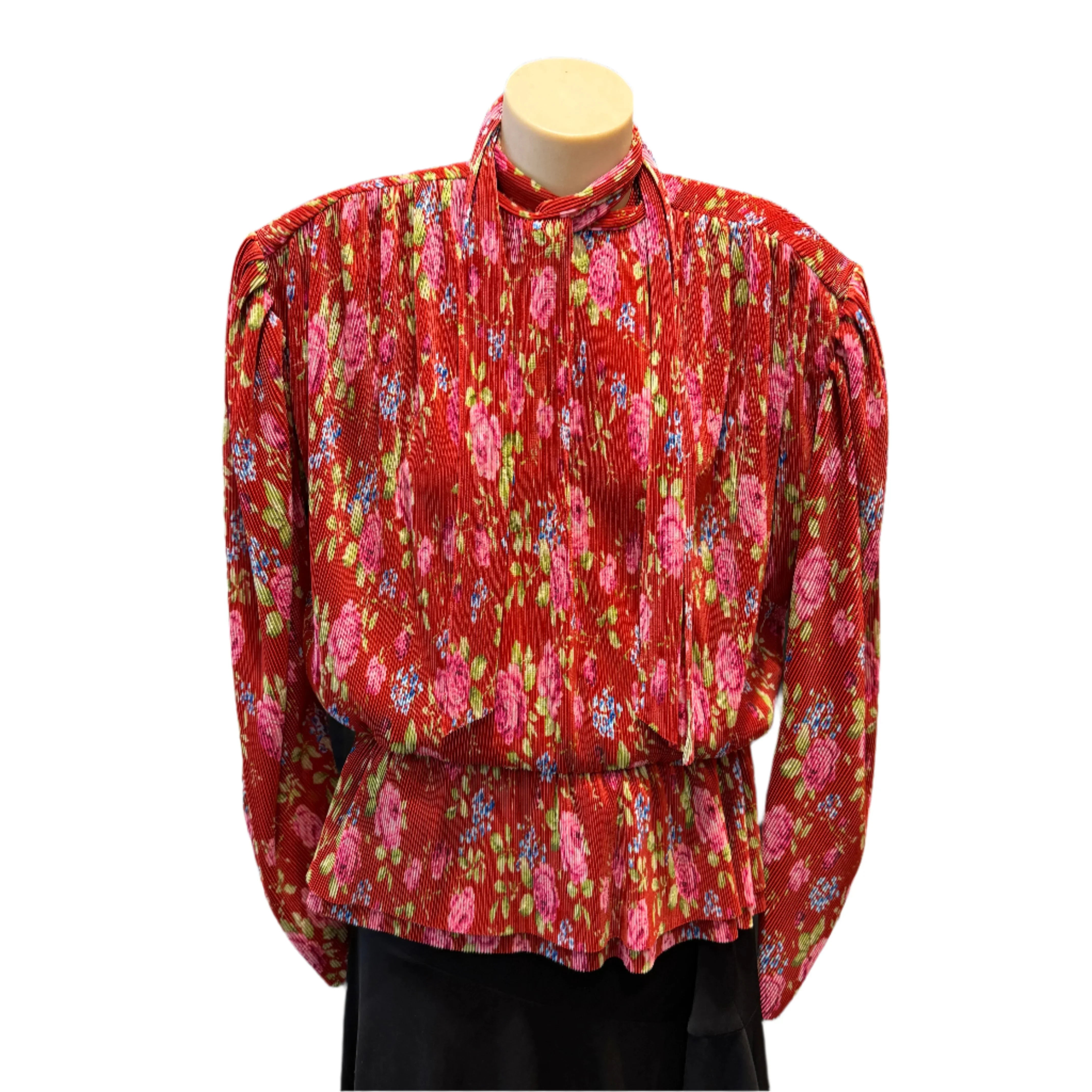 Balenciaga Pre-Fall 2017 Pleated Lavallière Blouse Floral 34