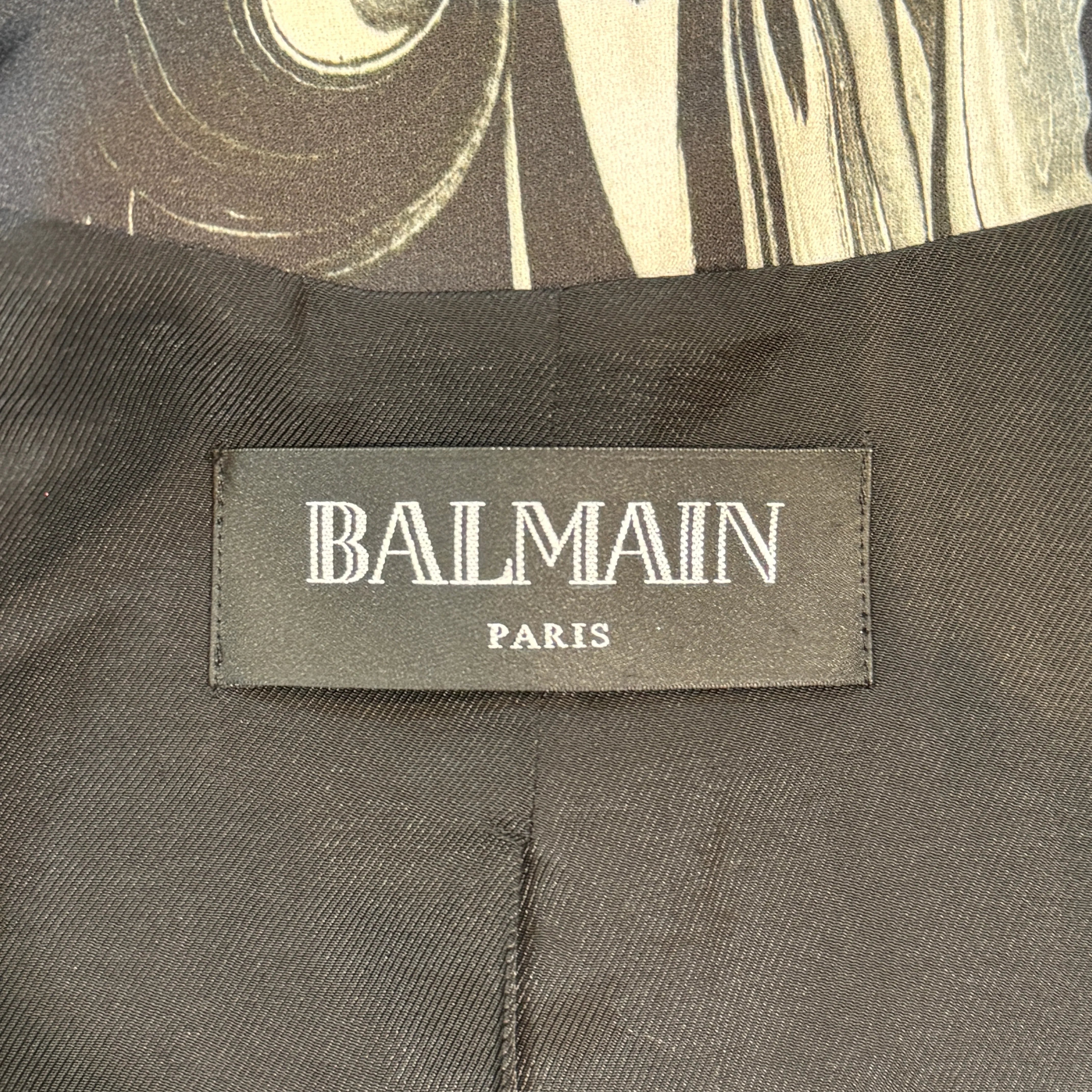 Balmain Satin Marble Jacket Blazer Womens 40