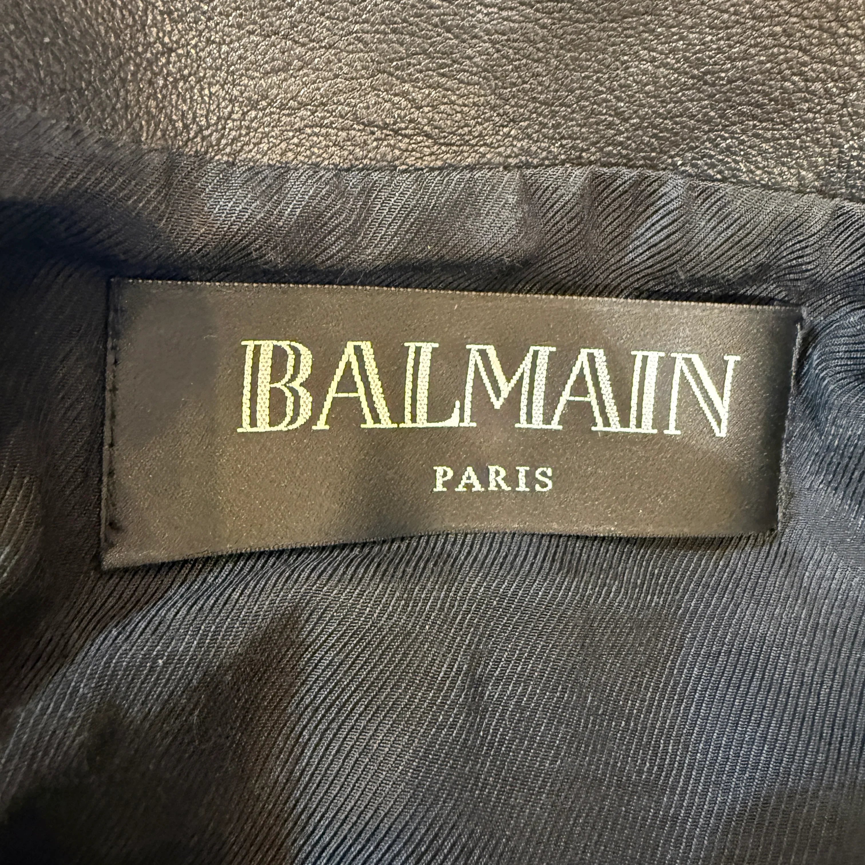 Balmain Leather Fringe Biker Jacket Size 42