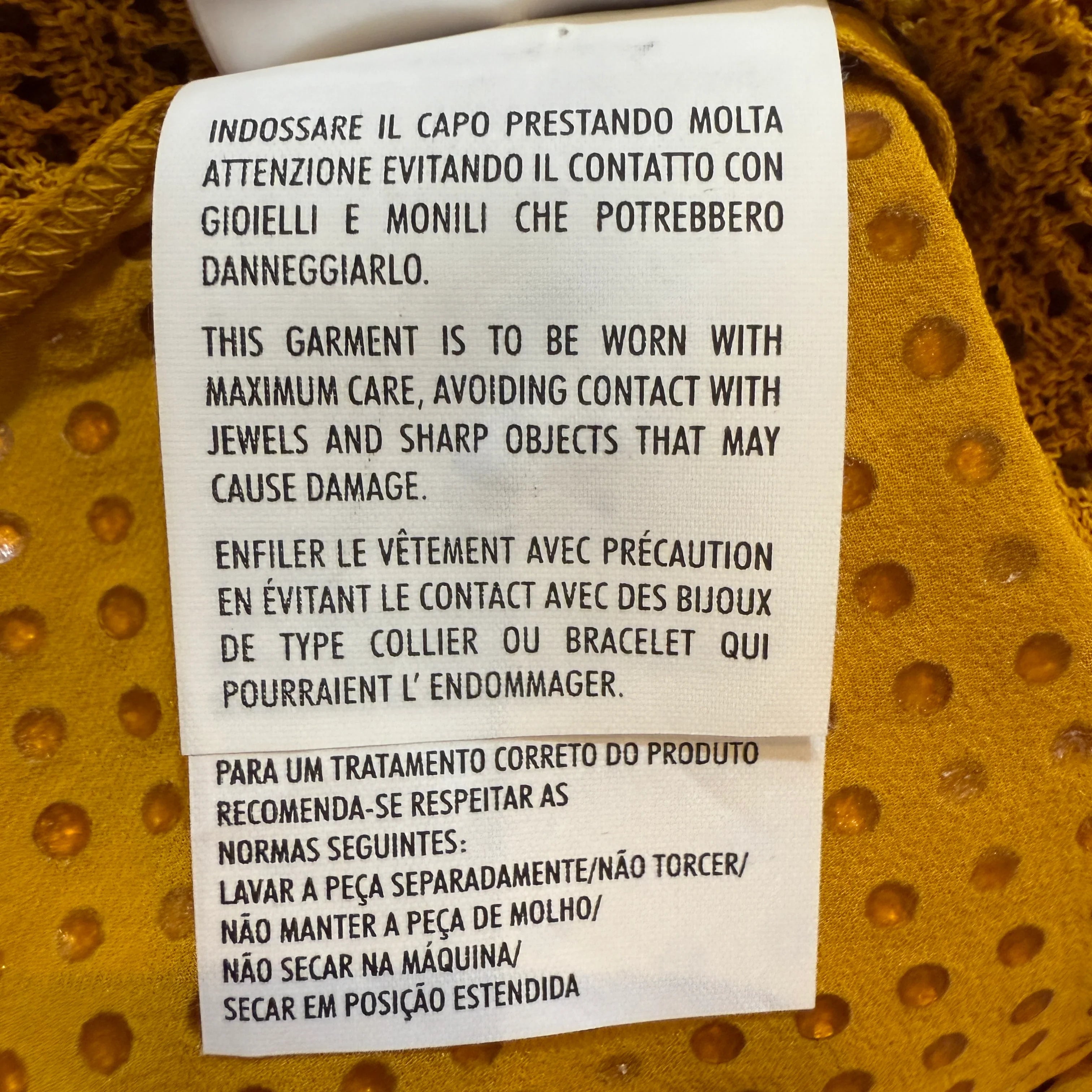 Gucci Mustard Studded Short Sleeve Silk Top Small