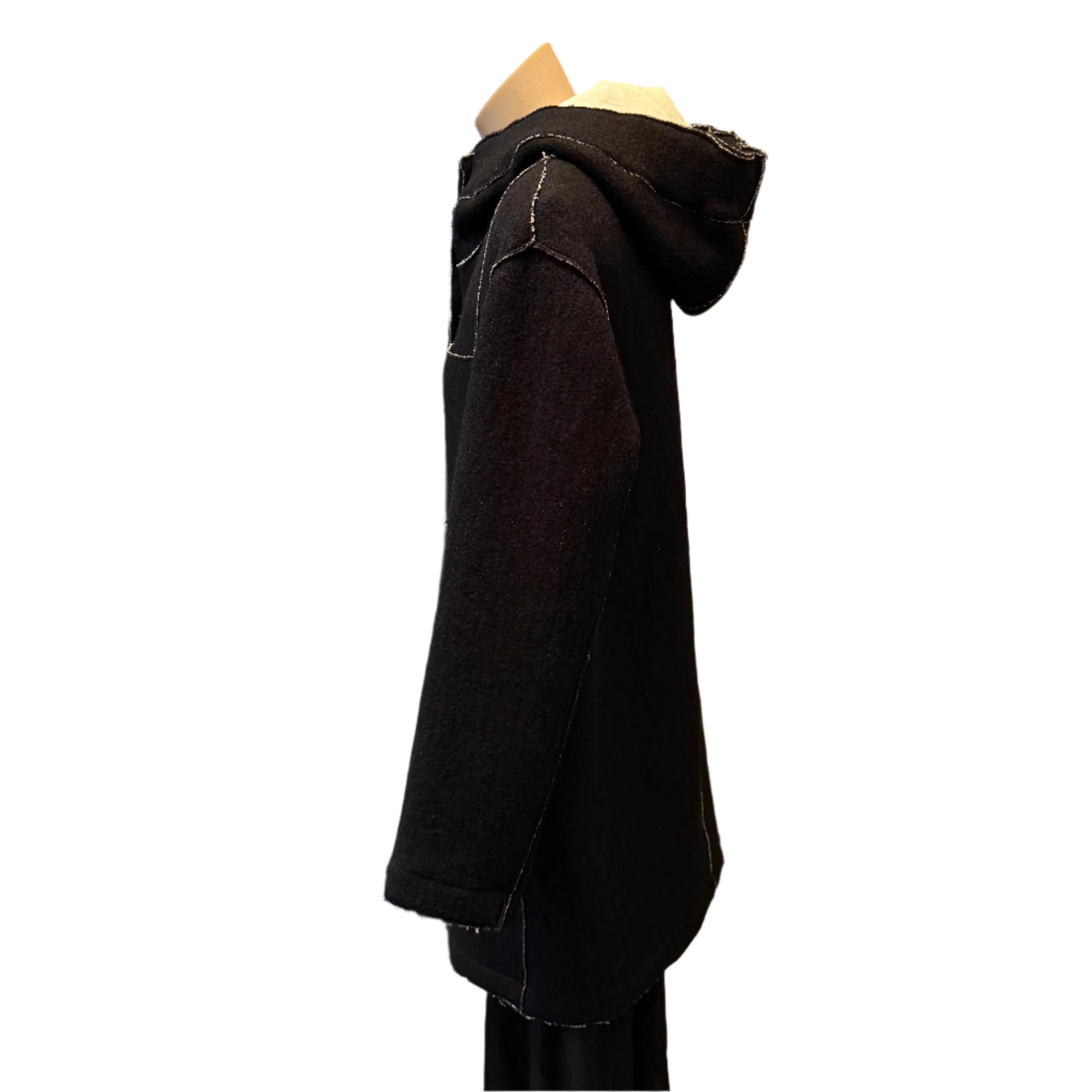 Transit Black Wool-Blend Hooded Coat Large