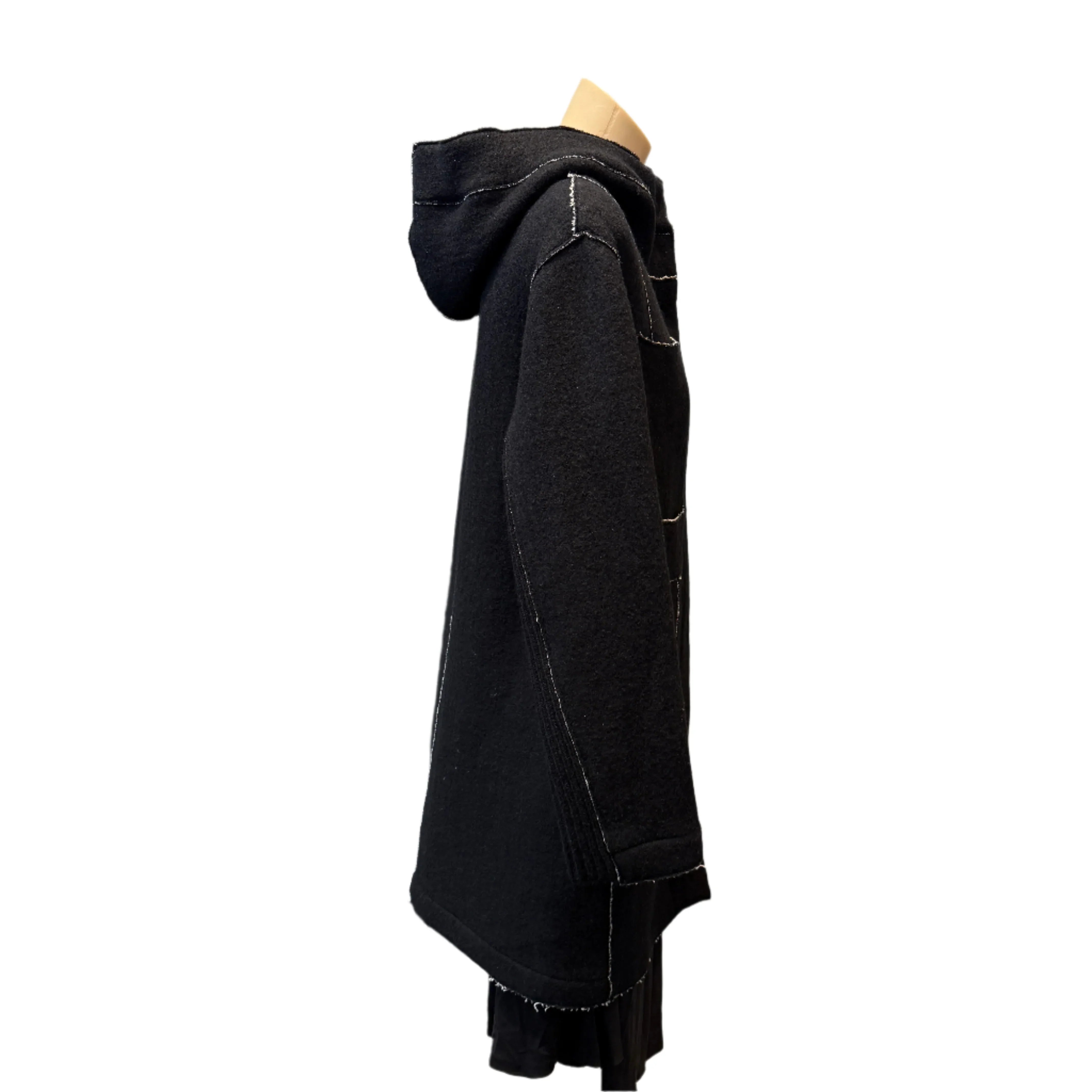 Transit Black Wool-Blend Hooded Coat Large