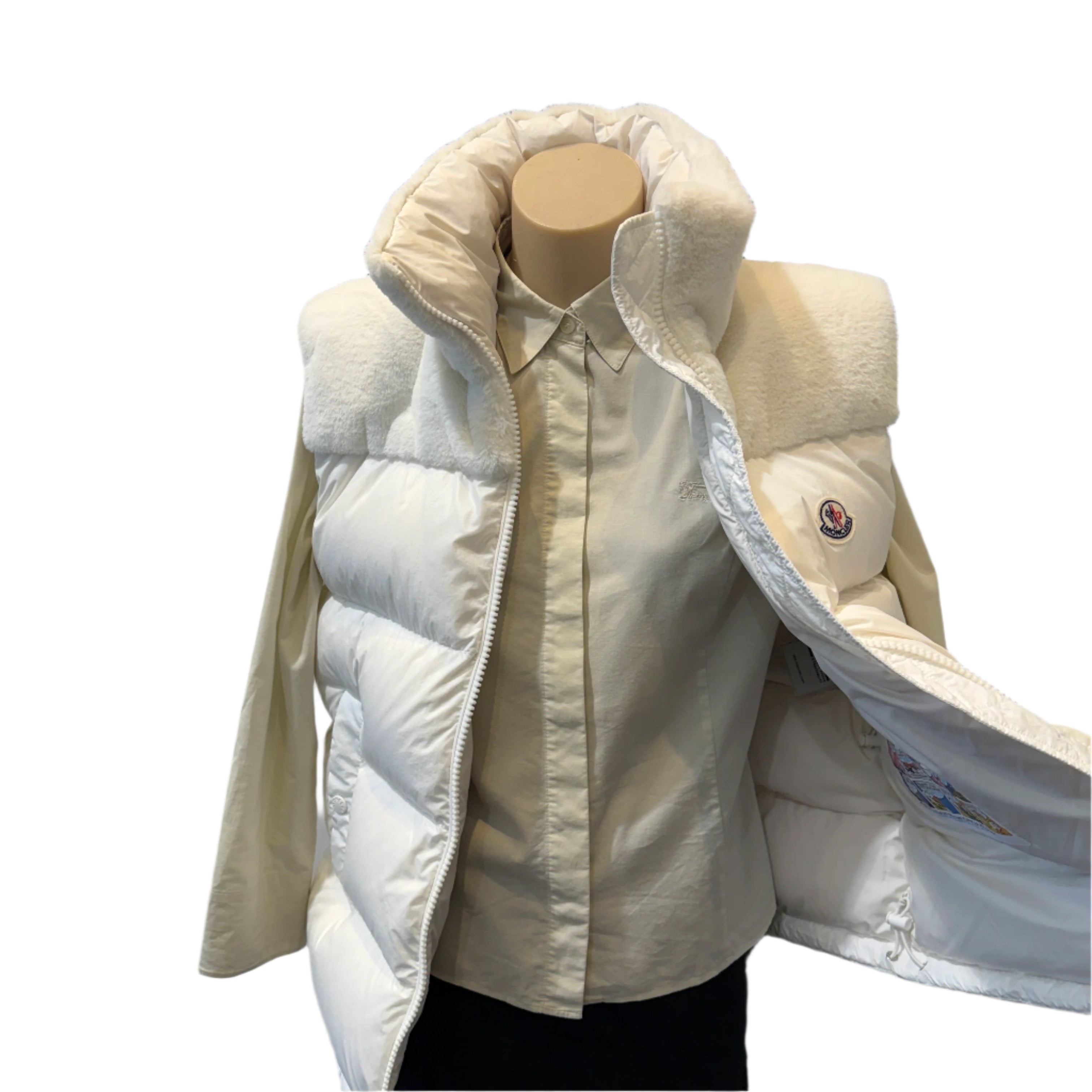 white Moncler Puffer Vest, 0