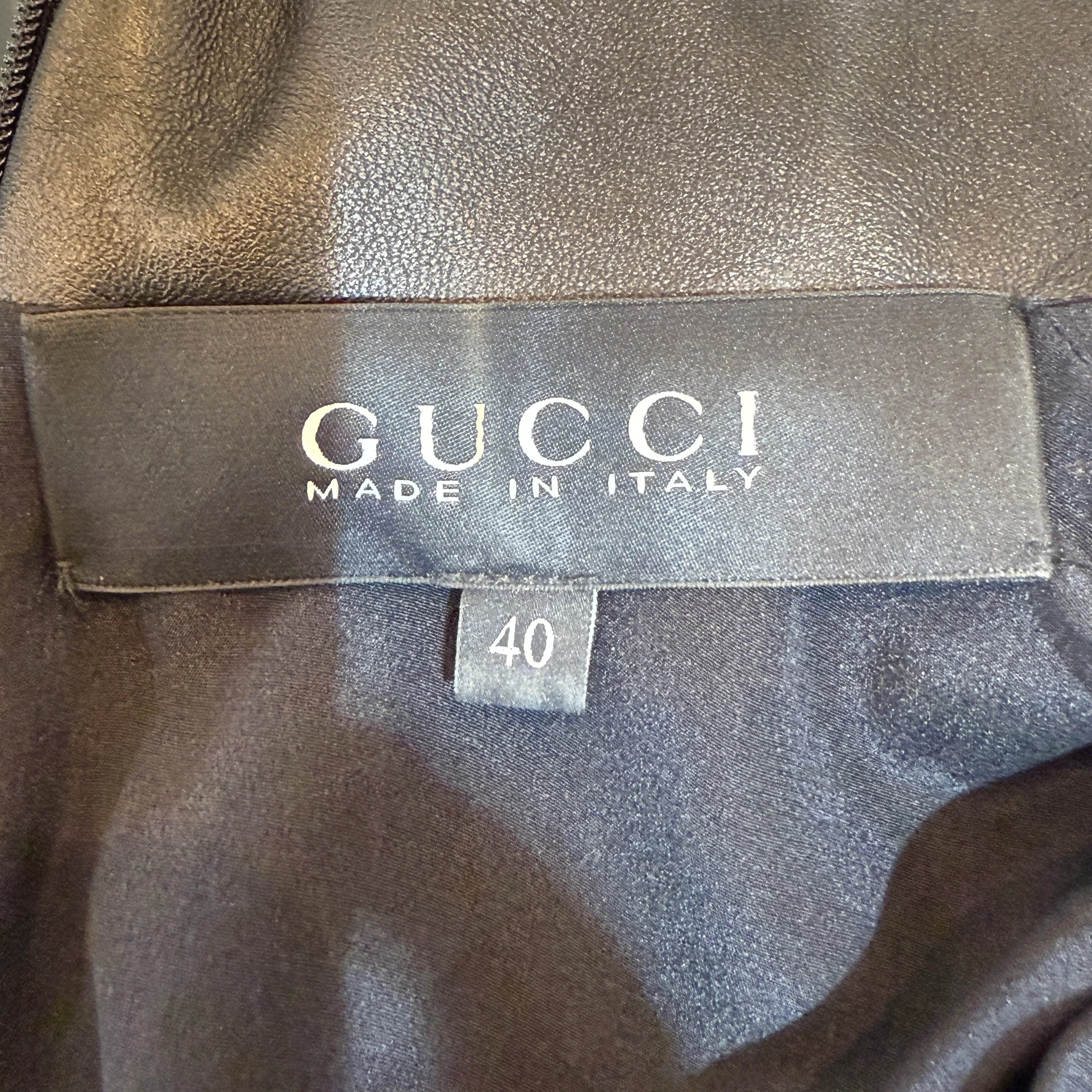 Gucci Elegent Short Dress Triacetate Leather Dress Black 40 - Lost Designer