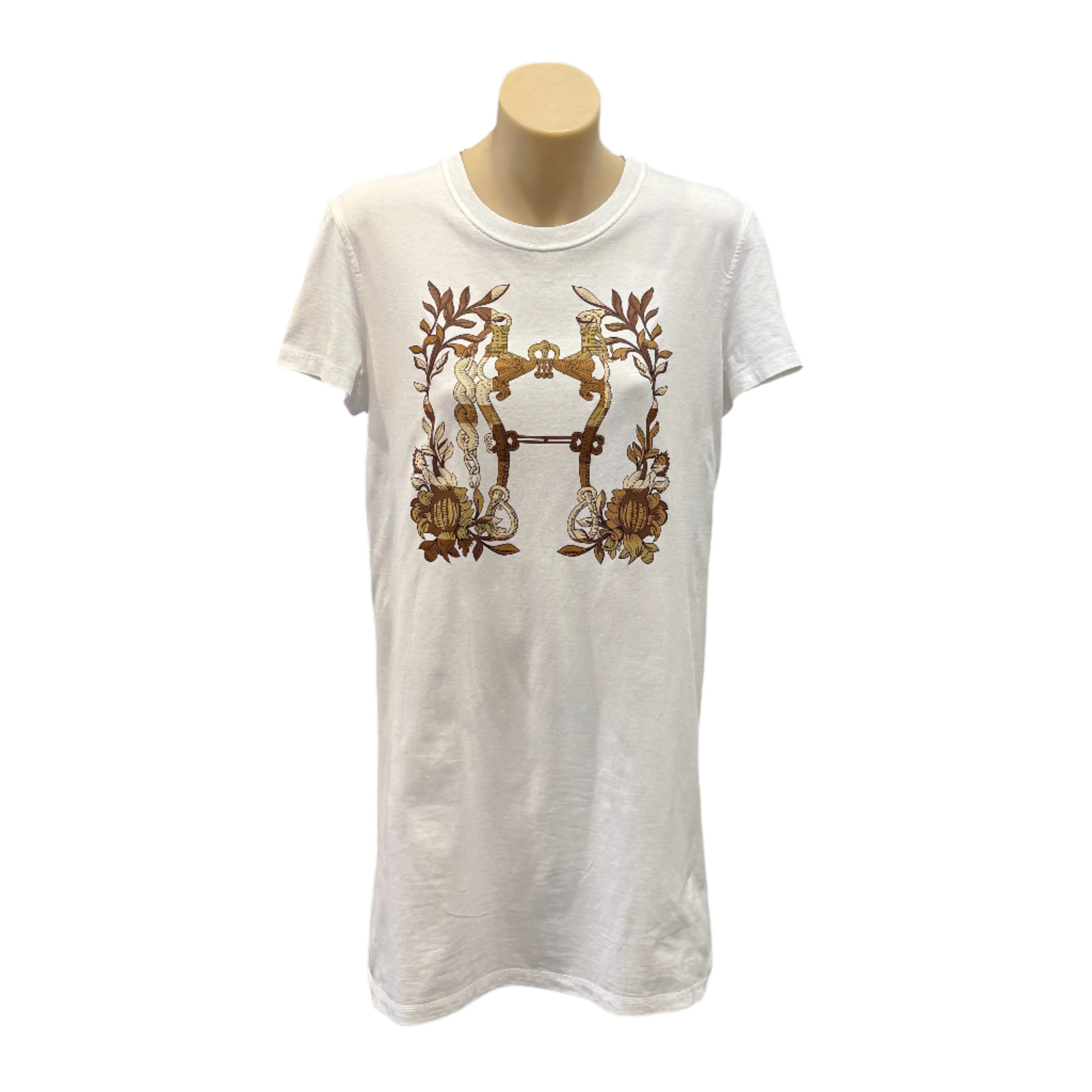 Hermes Della Cavalleria Mid T shirt Dress White 38 - Lost Designer