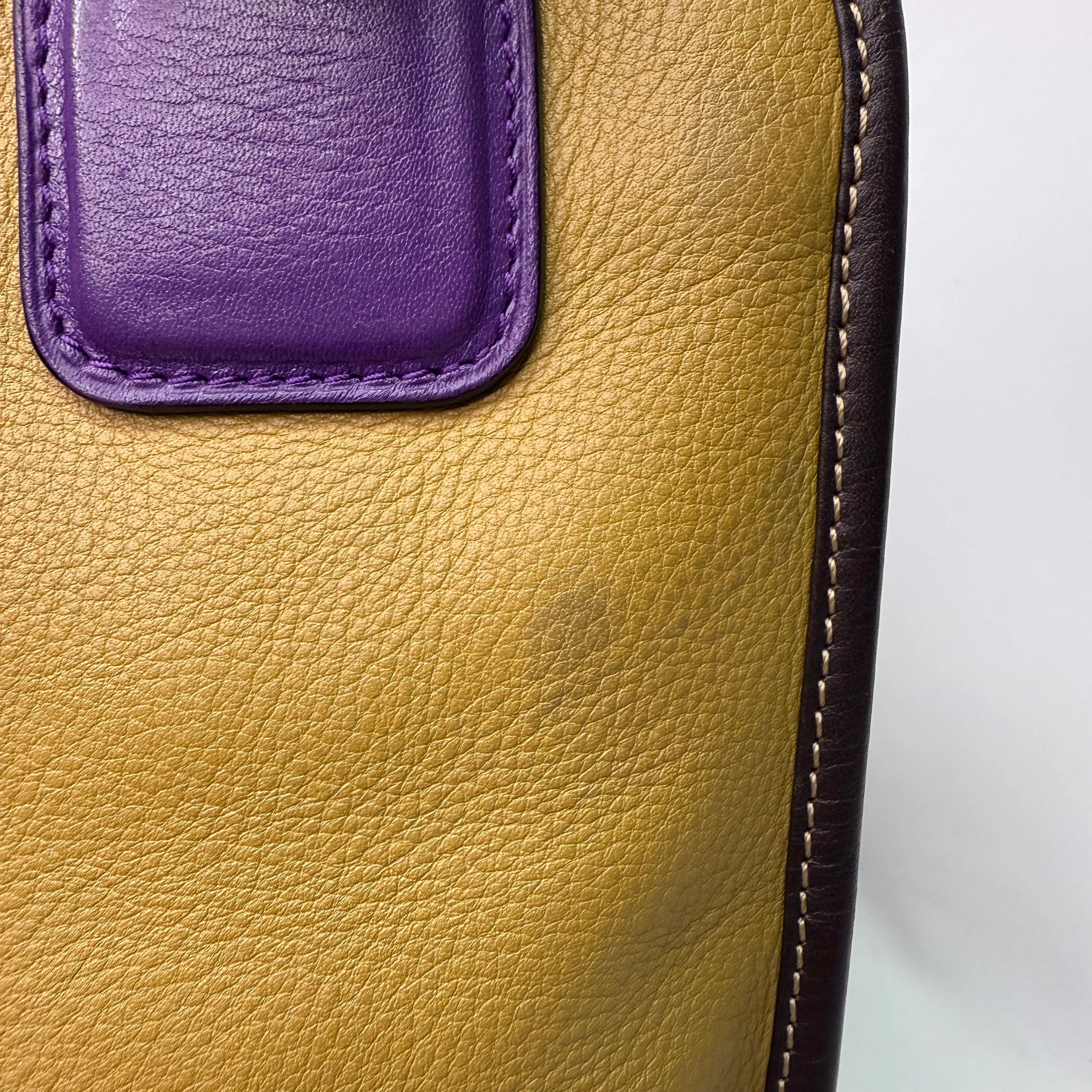 Loewe Tricolour Pebbled Handbag Leather Tan Purple - Lost Designer