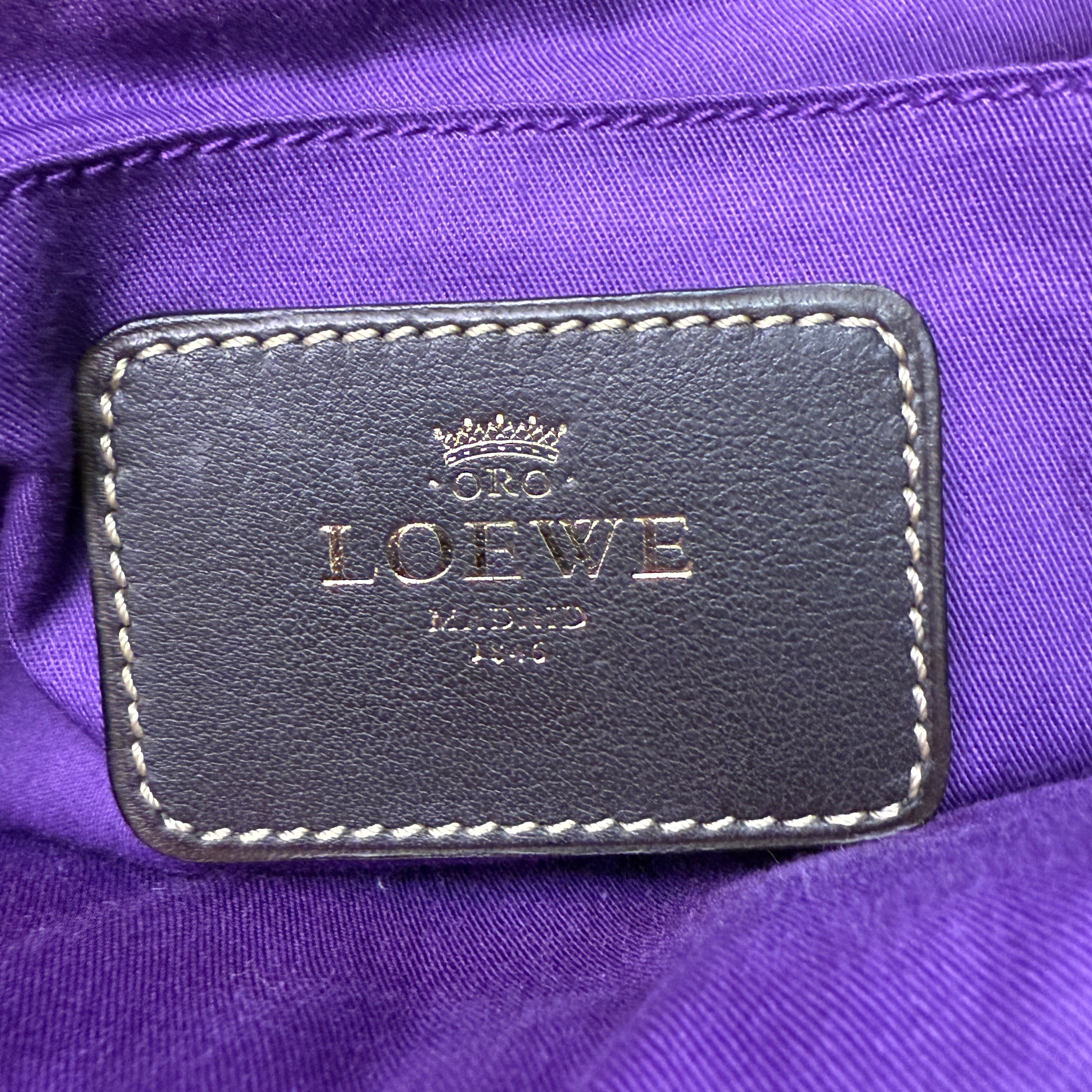 Loewe Tricolour Pebbled Handbag Leather Tan Purple