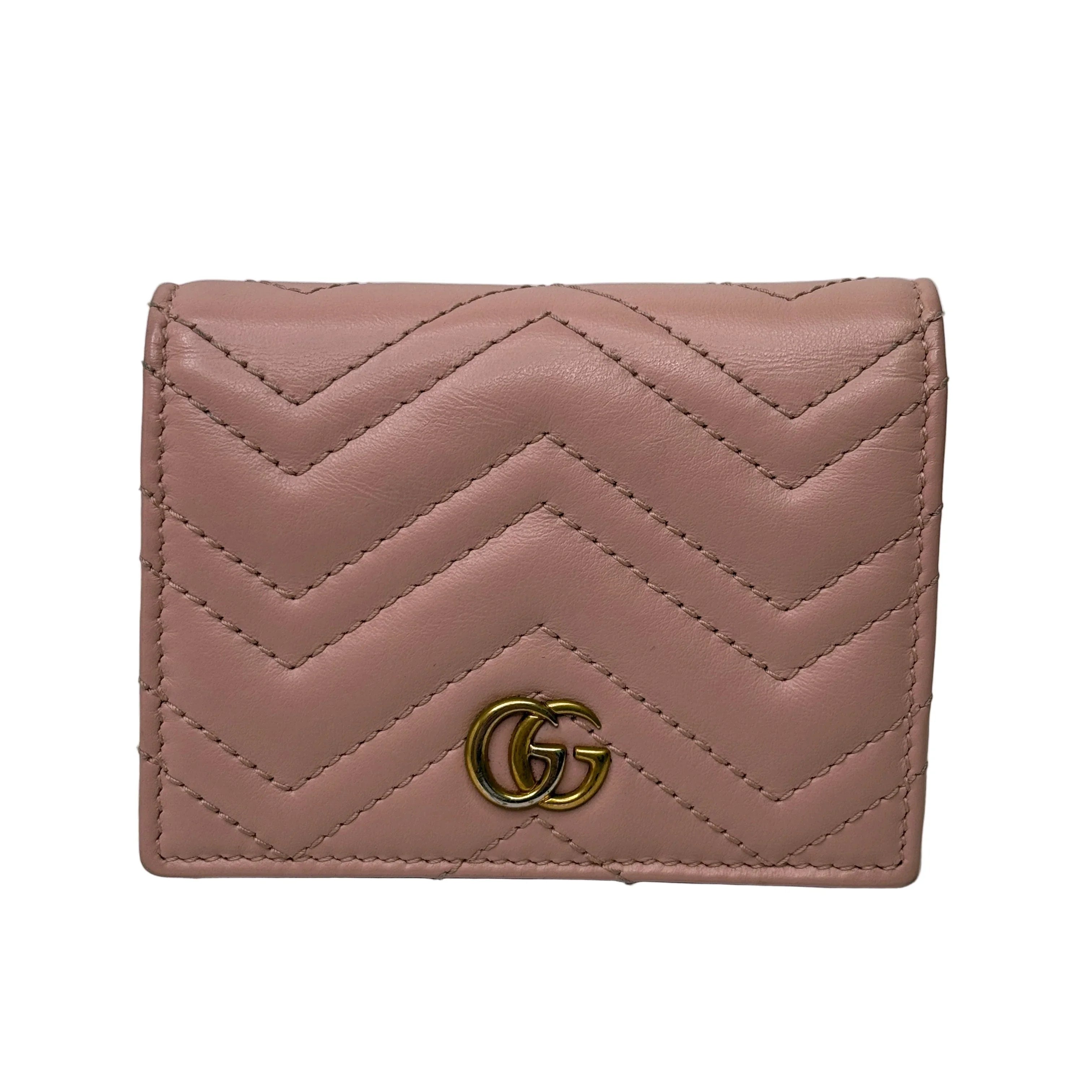 Gucci GG Small Marmont Wallet Leather Pink - Lost Designer