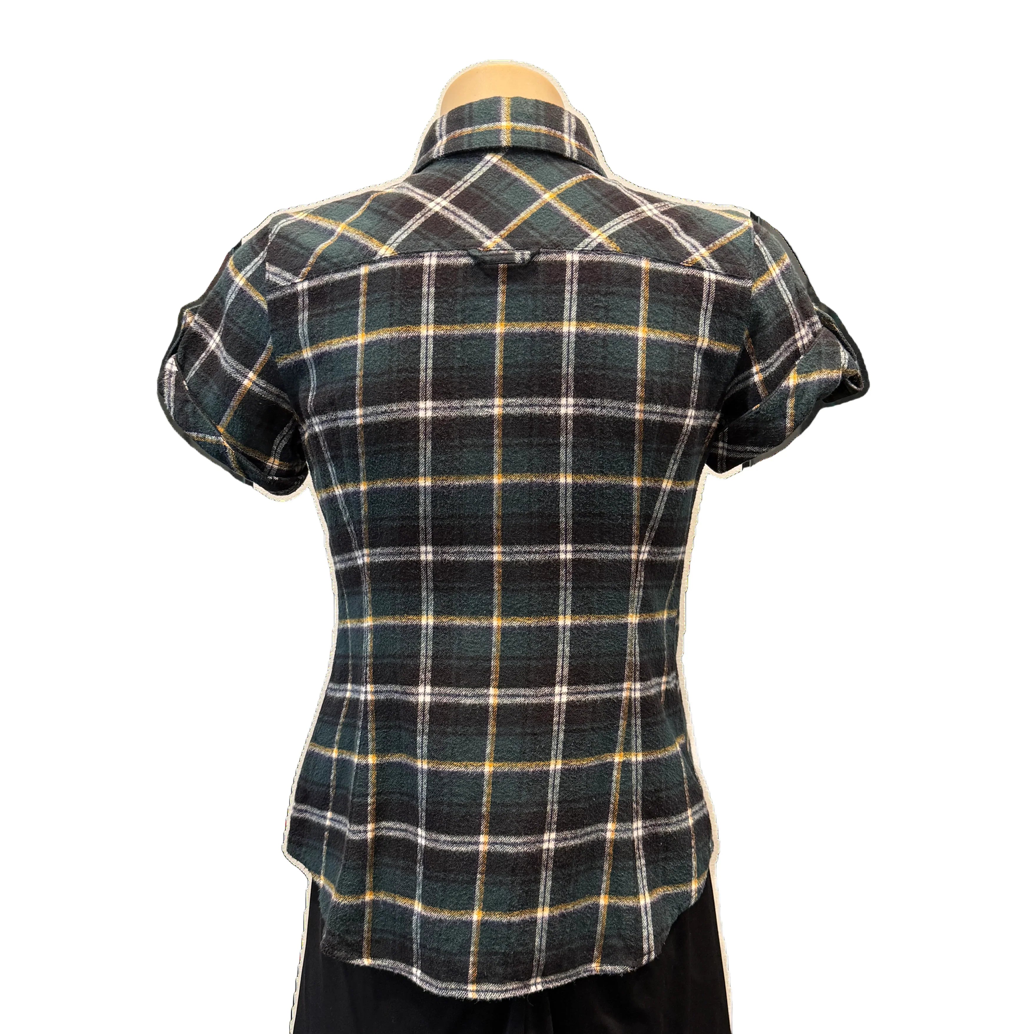 Burberry Blue Label Short Sleeve Shirt 36 Black/Green - Lost Designer